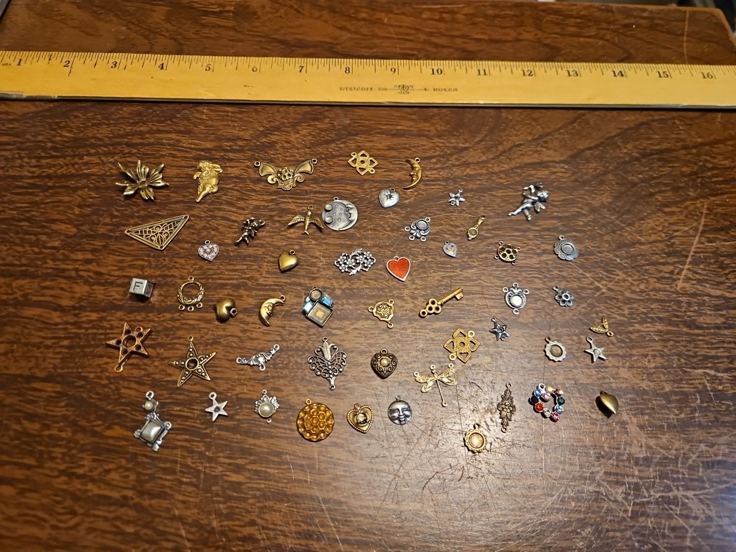 Lot Of 50 Mixed Parts Pcs France Vintage 60s Brass Stampings Findings Jewelry 20