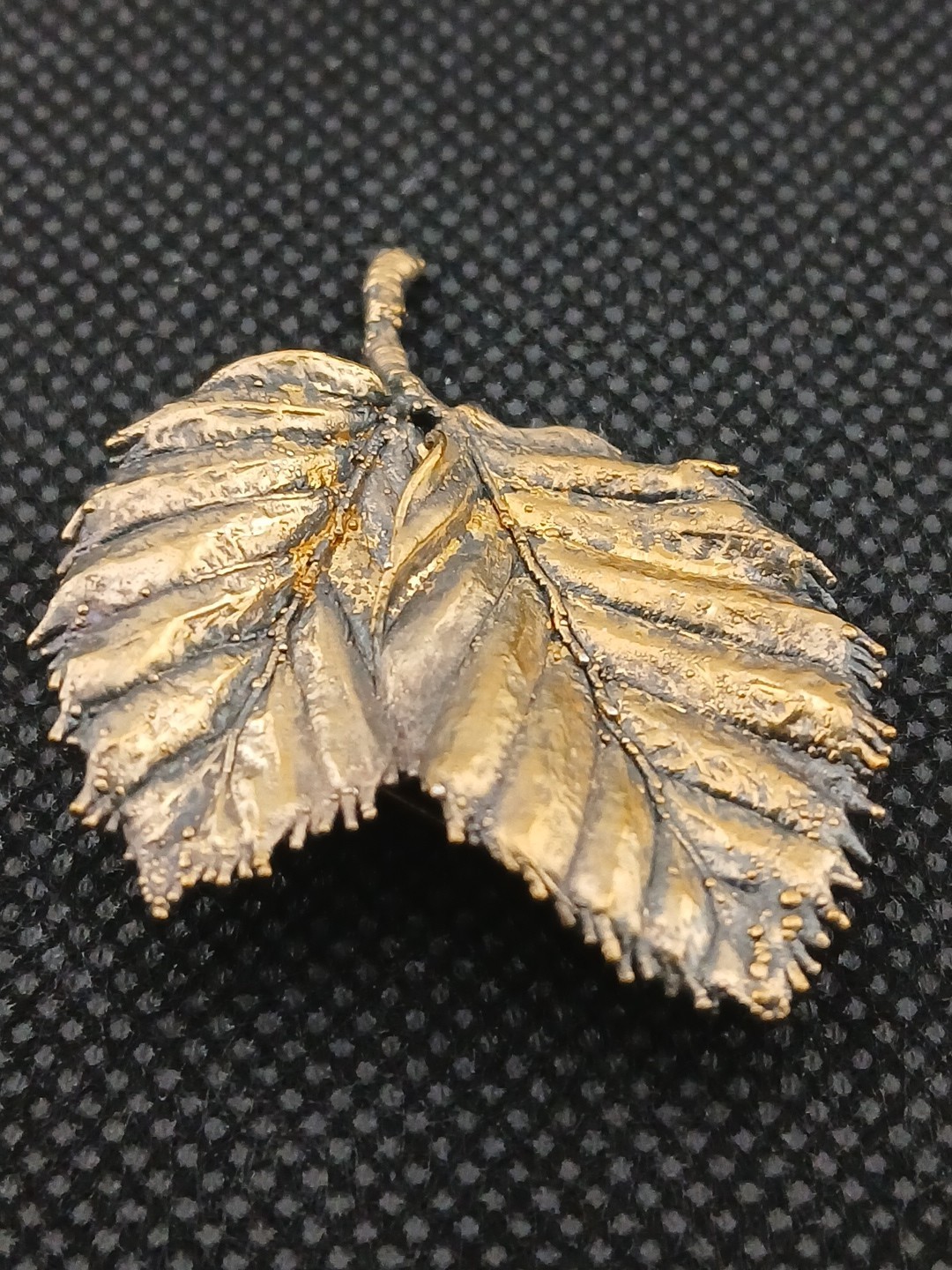 1953 24k gold vermil 925 sterling Flora Danica Danish Botanical leaves brooch