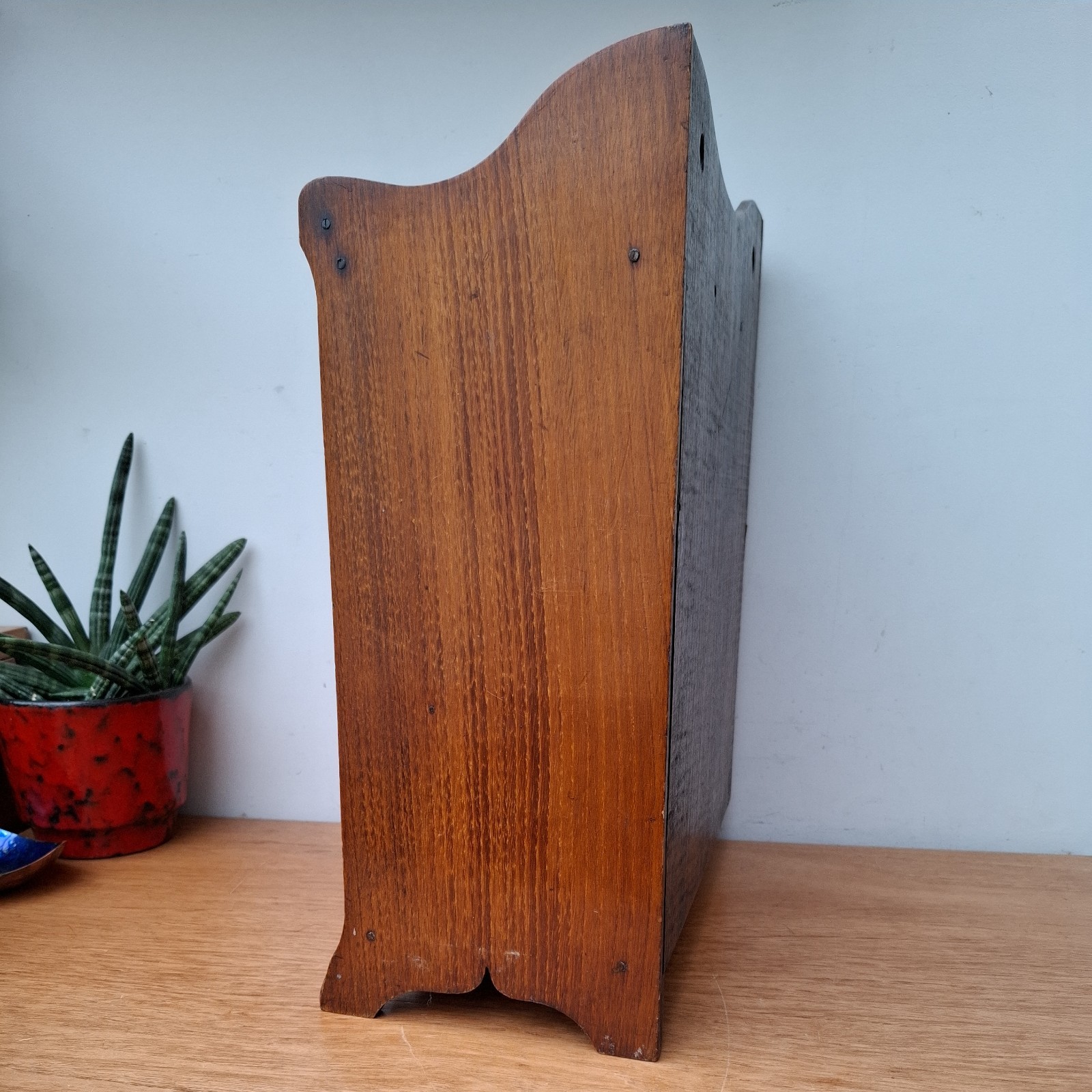 Vintage Antique Edwardian Arts and Crafts Wooden Smokers Cabinet 2 Drawers 32cm