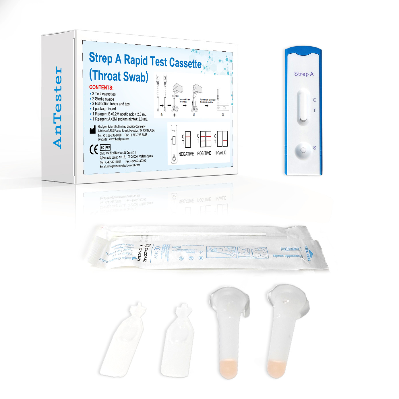 2x Strep A Rapid Test Kit, Home Throat Swab Self-Check, Throat Swab Rapid Result