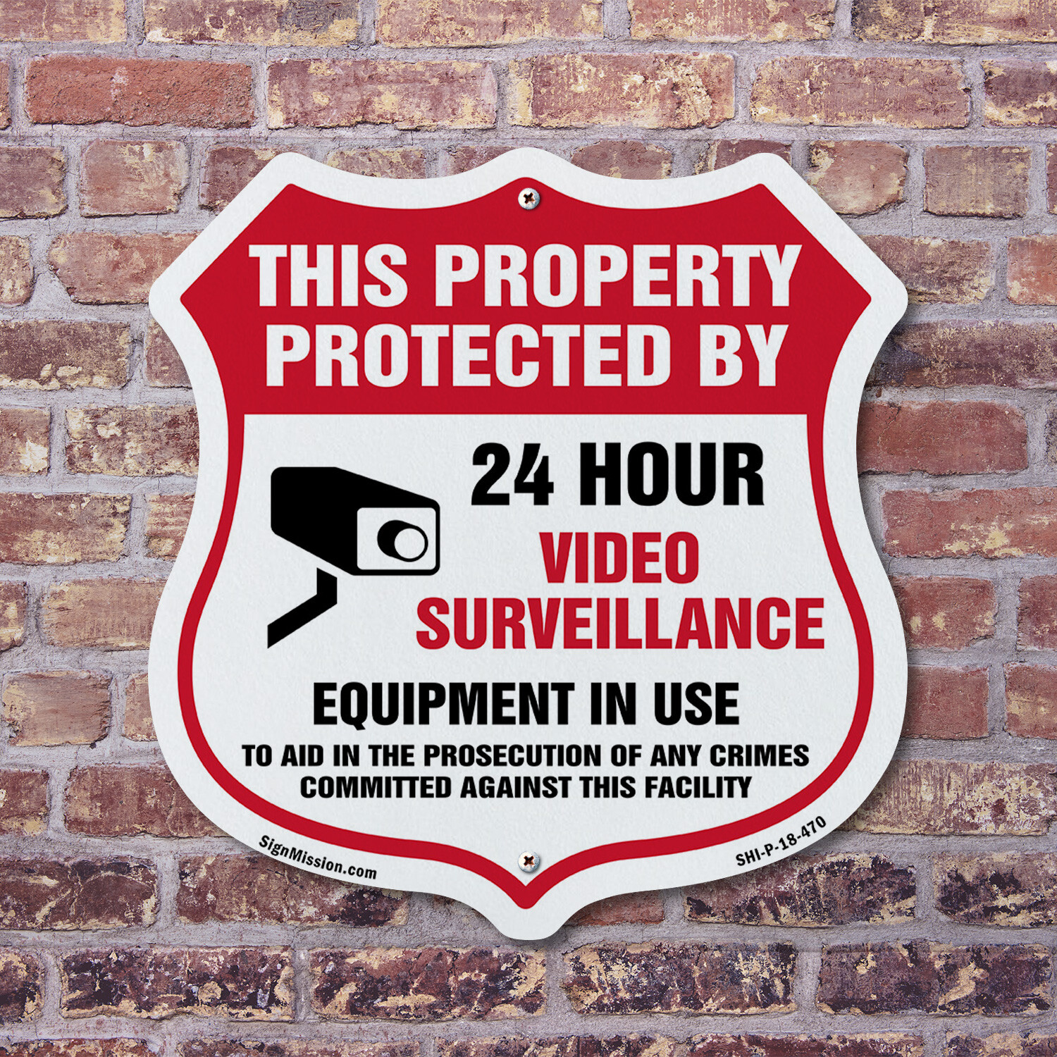 Video Surveillance Shield Sign This Property Protected By 24 Shield Shaped Sign