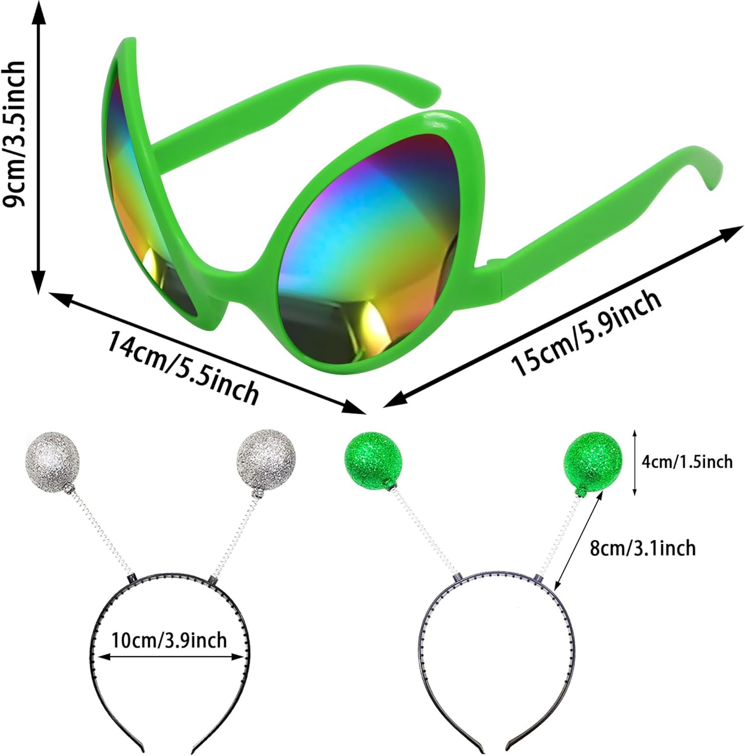 2 Pairs Alien Headband and Glasses, Alien Antenna Headband for Adult Women Space