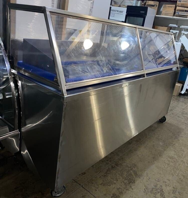Custom Win-holt Sea Food Ice Bin Insulated Display Table w/ Cambro Bar Bases