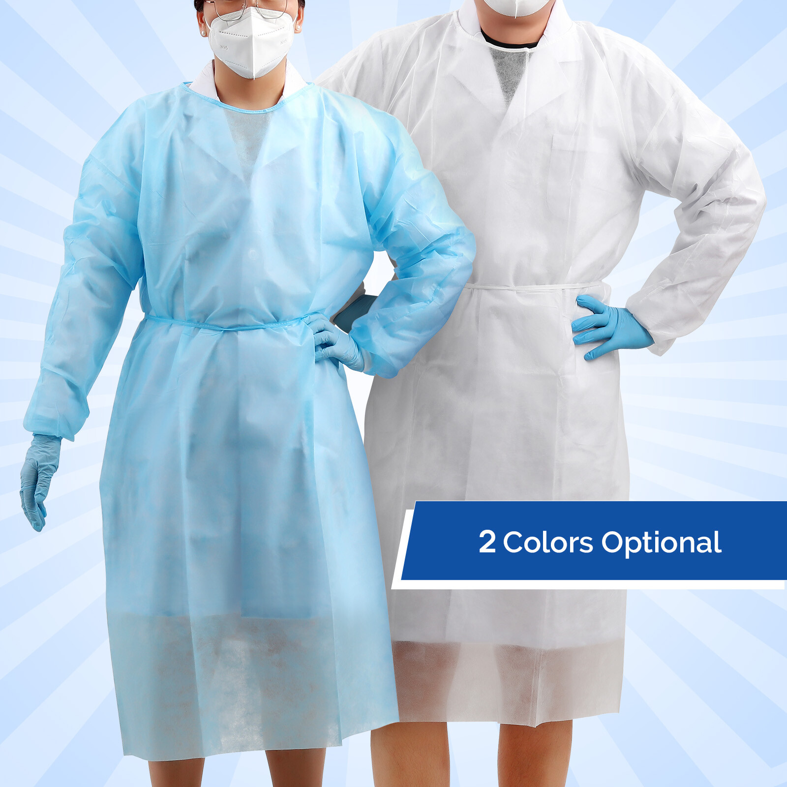 Dental Lab Disposable Isolation Gown Gowns Knit Cuff Long Sleeve Soft Blue