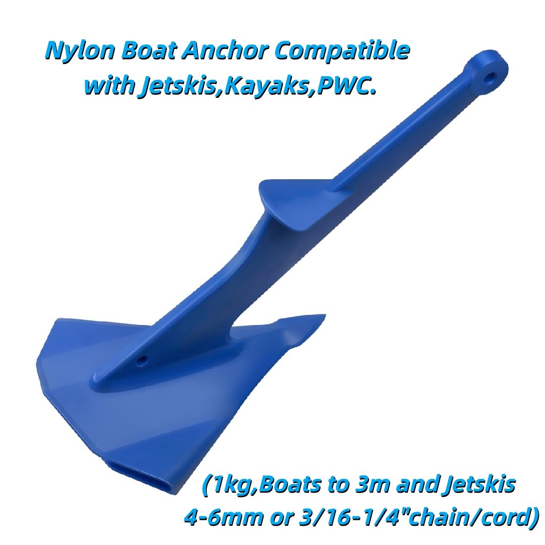 1Kg/2.2lb Nylon For PWC Kayaks Jetski Anchor & Boat Anchor to 3.5m/12ft Blue
