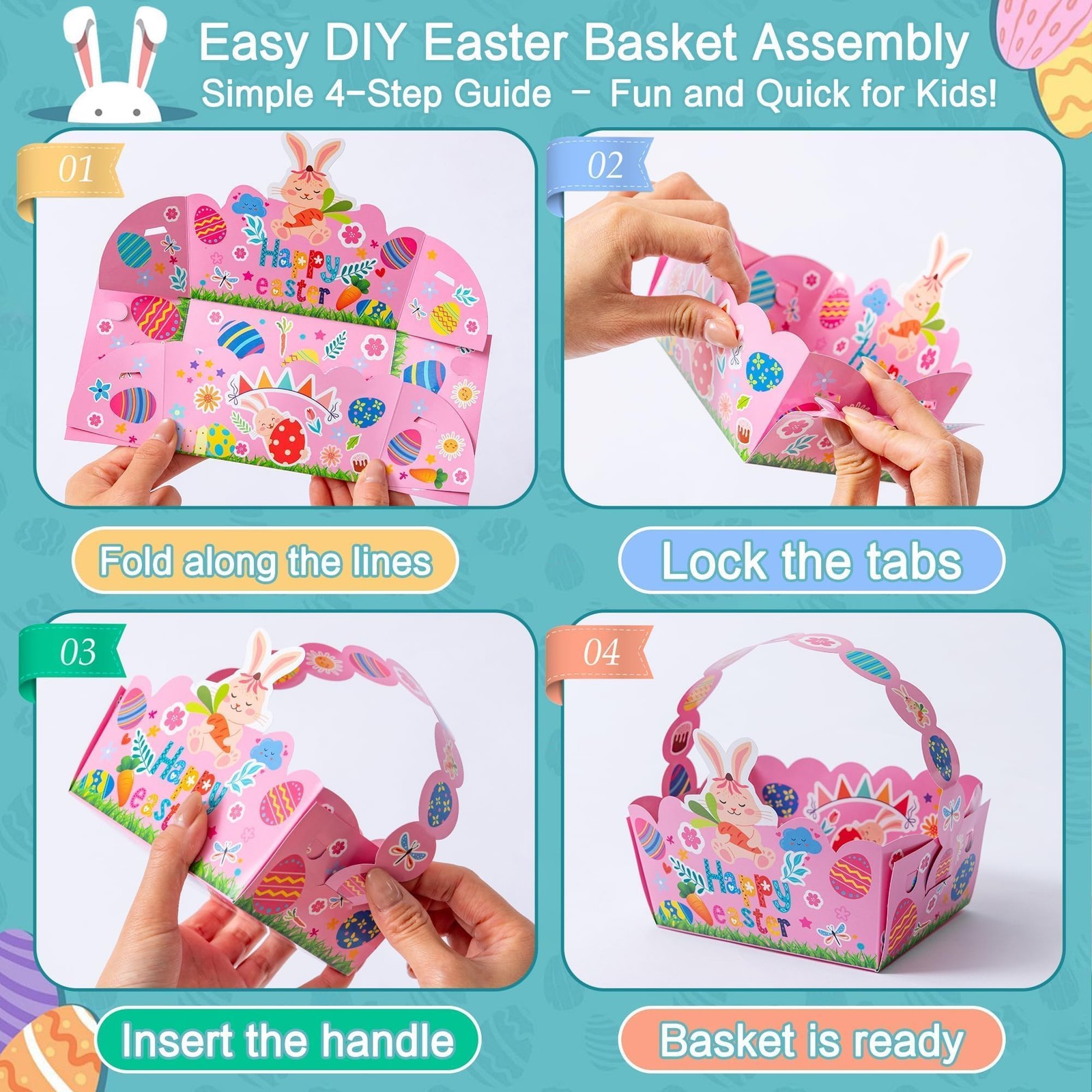 Best 24 Pack Easter Basket for Kids Easter Paper Baskets Bulk, Treat Boxes with