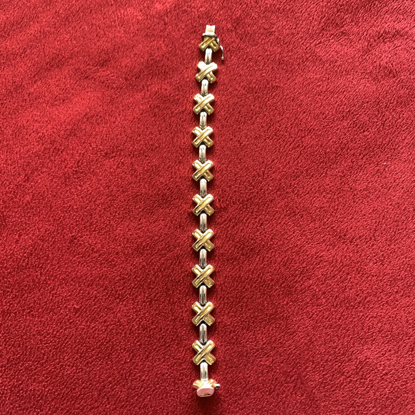 Bracelet Milor Sterling Silver Gold Wash X Made Italy love Hugs Kisses Vintage