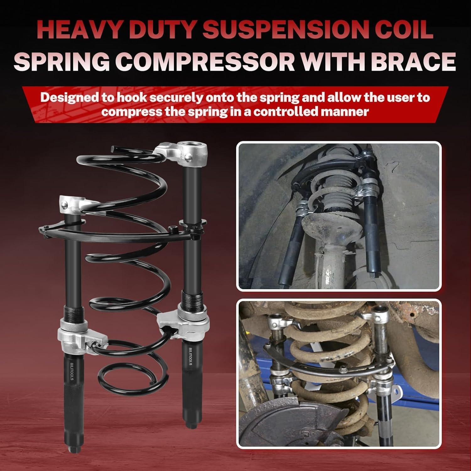 2-Piece Coil Spring Compressor Tool Heavy Duty Macpherson Strut Spring Compre...