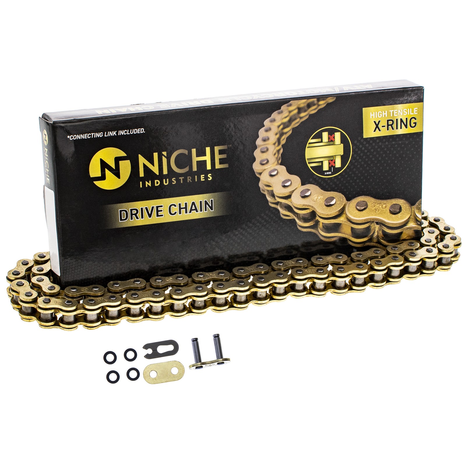 NICHE Gold 420 X-Ring Chain 102 Links With Connecting Master Link Motorcycle