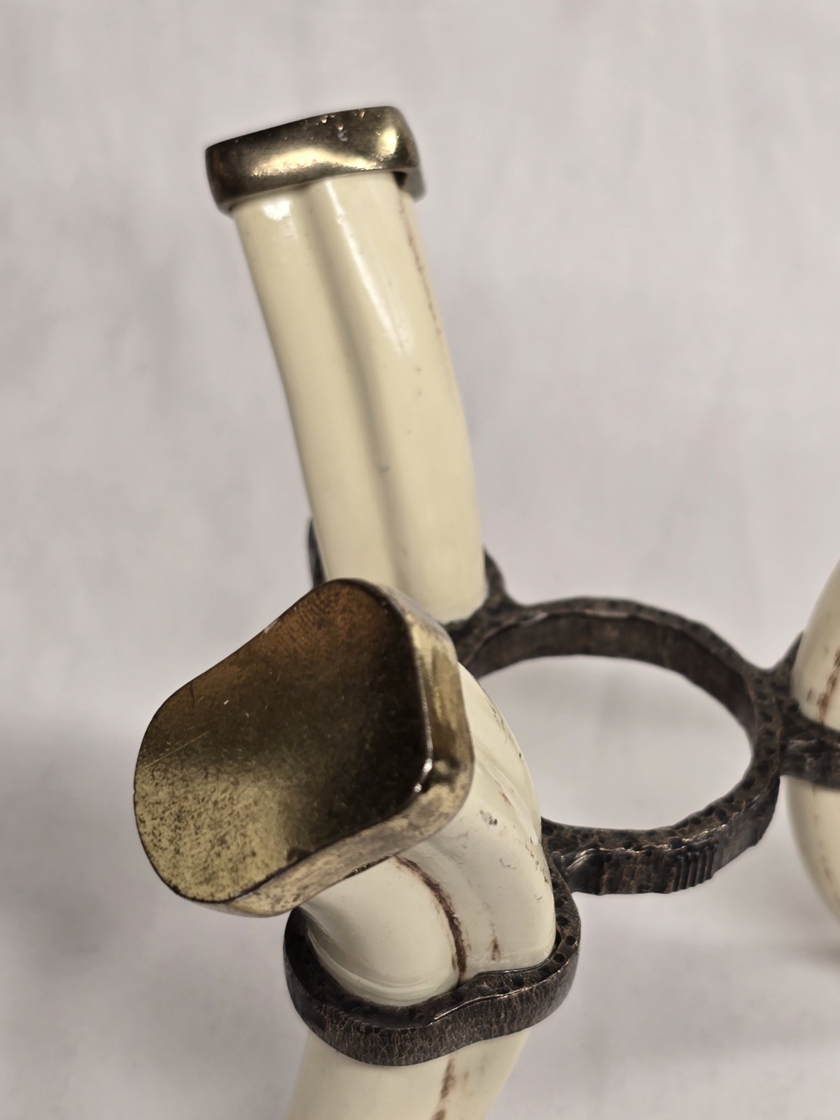 Vintage African Warthog Tri-Leg Display Stand - Brass Gold Metal - 4" x 3.75"