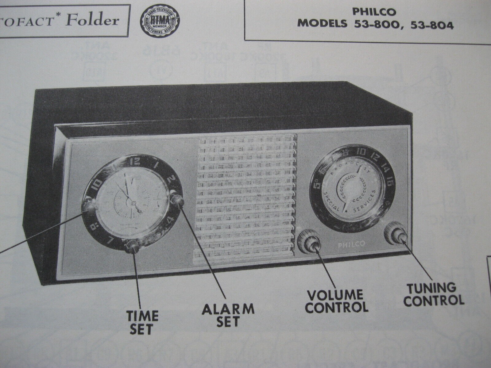 PHILCO 53-800 & 53-804 RADIO PHOTOFACT