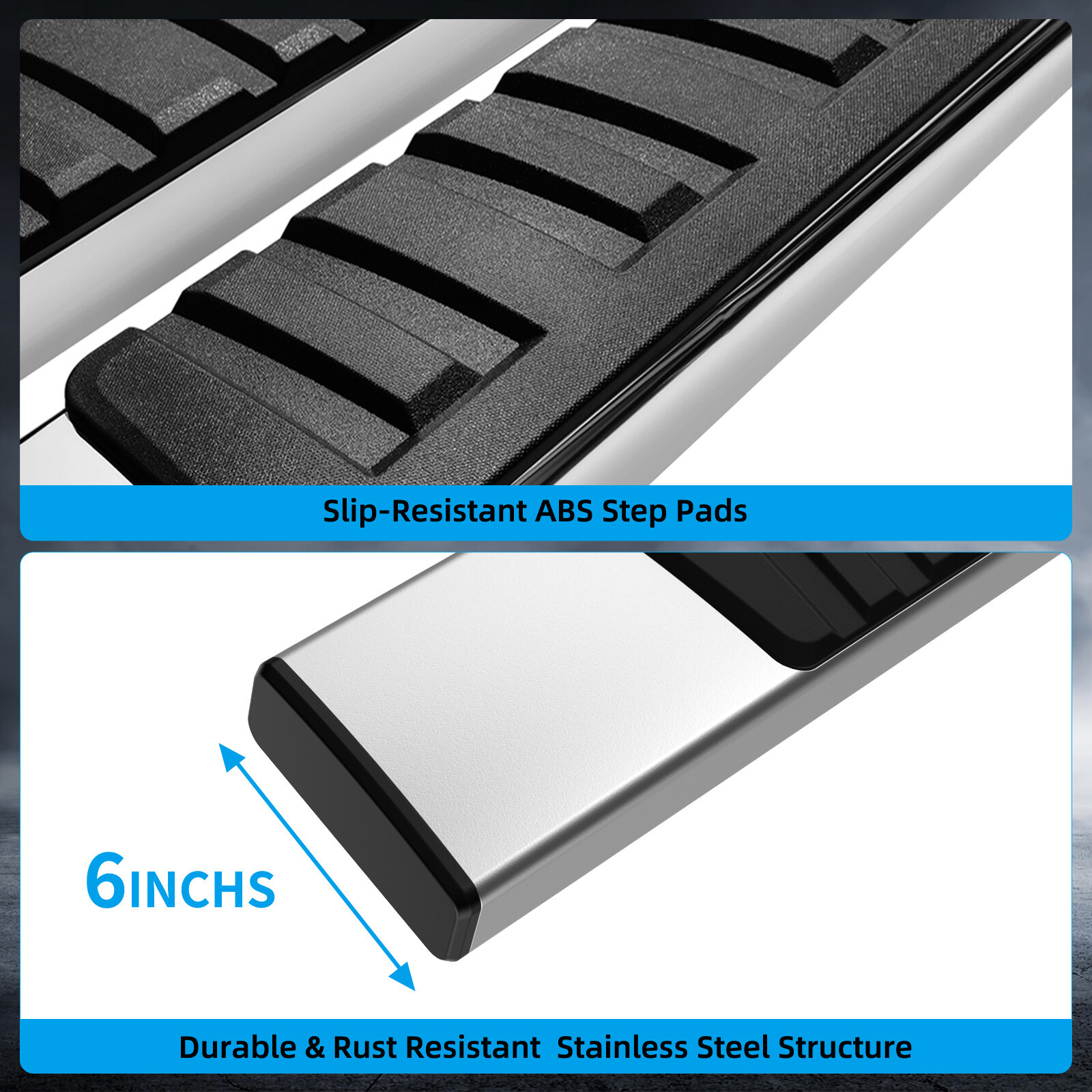 Running Boards for 2004-2024 Nissan Titan Crew Cab 6" Nerf Bars Side Steps S/S