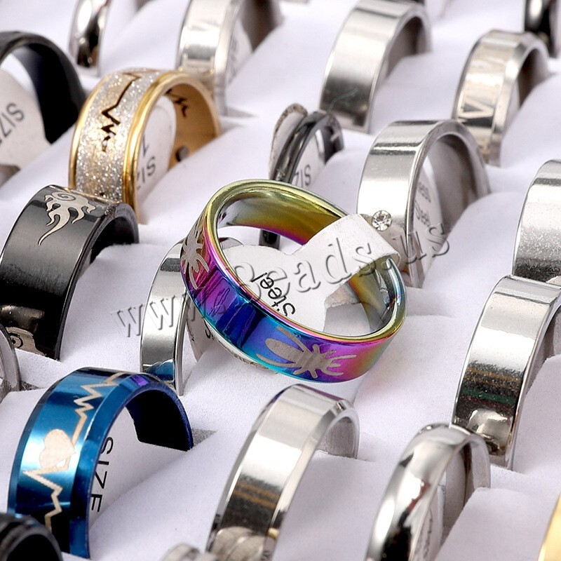 100X Bulk Lot Mixed Stainless Steel Rings Men's women's Fashion Ring Wholesale .