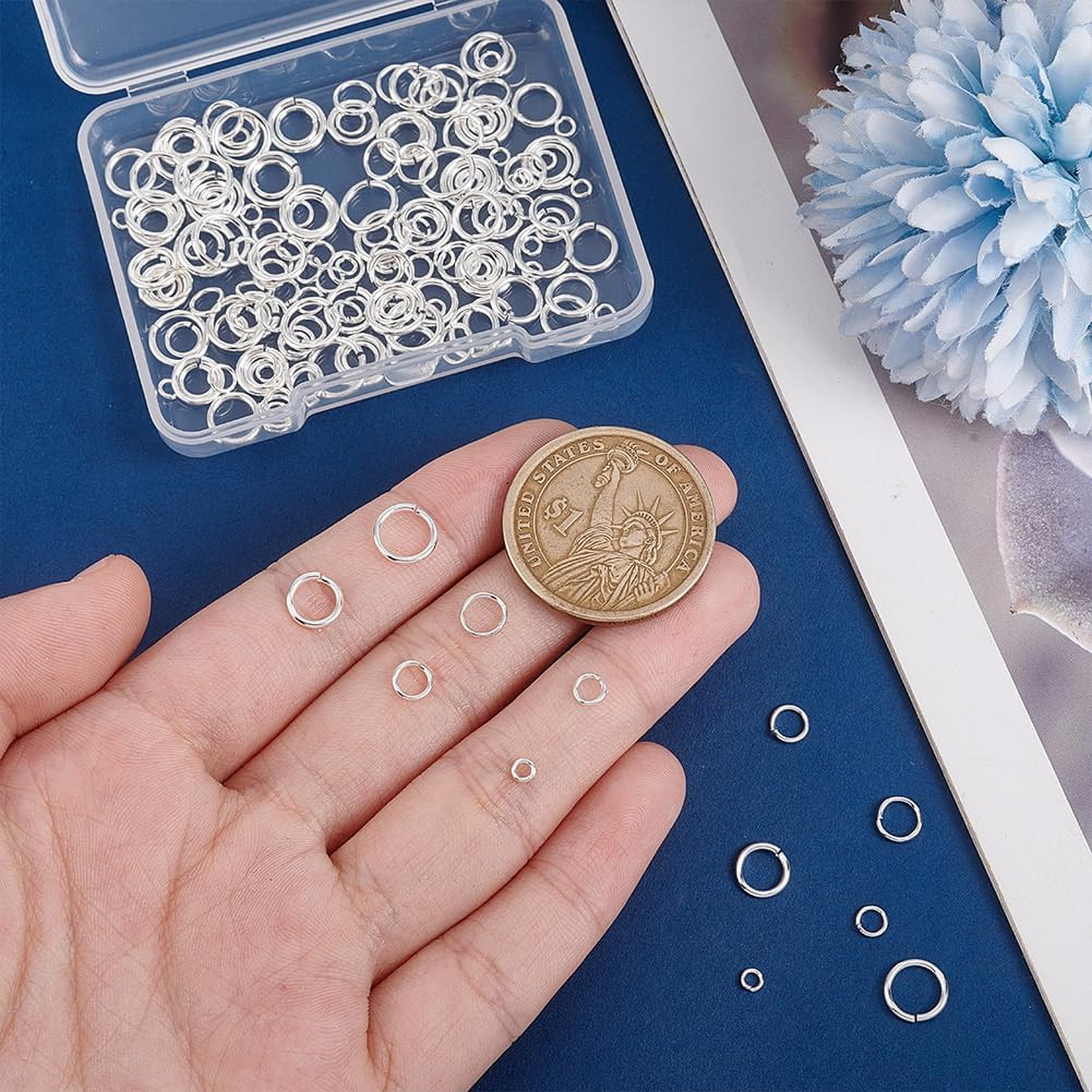 180pcs 925 Sterling Silver Open Jump Rings 3/4/5/6/7/8mm O Ring Jewelry Connecto
