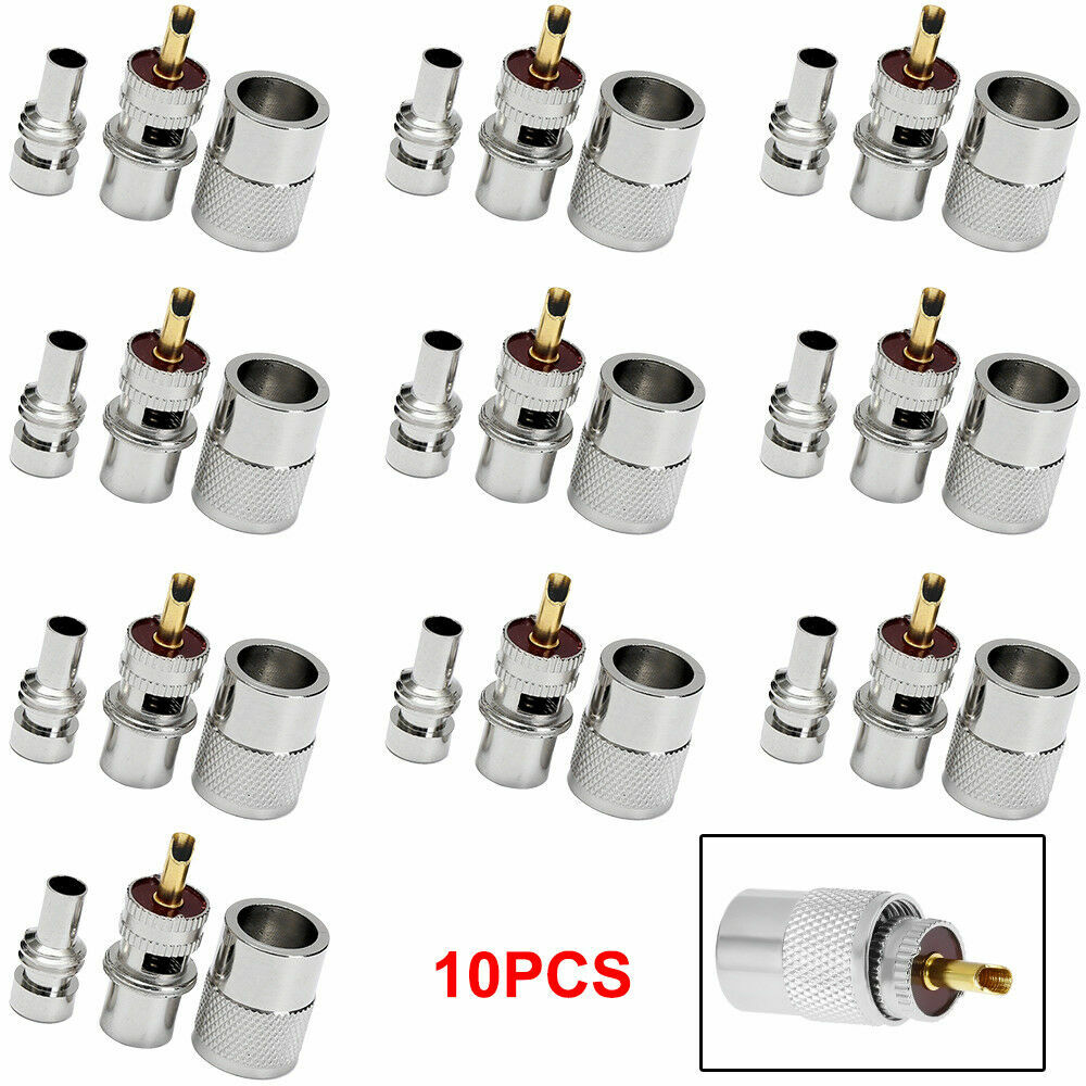 10PACK PL259 Male Solder Connector Plug With Reducer for RG8X Coaxial Coax Cable