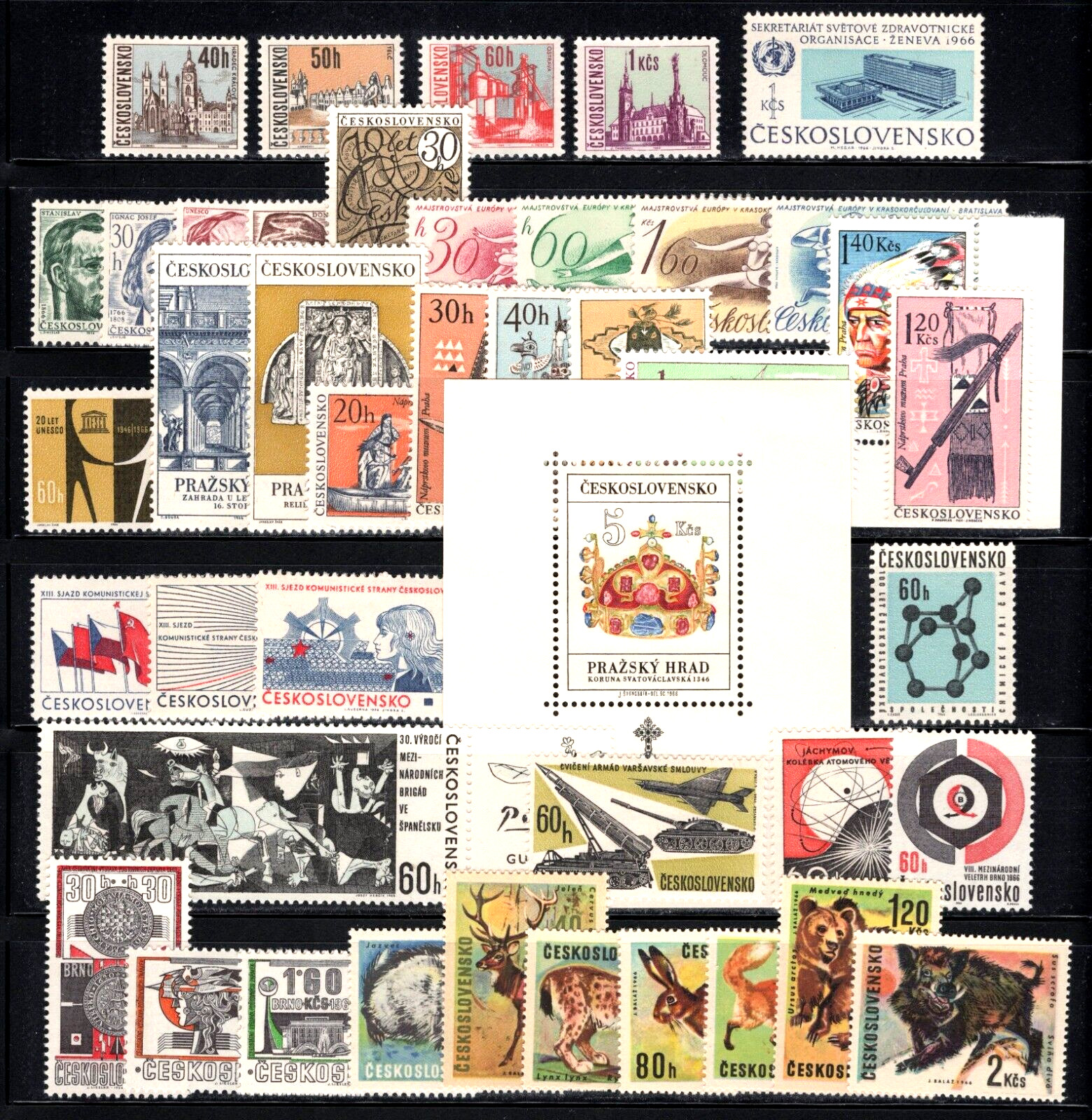 CZECHOSLOVAKIA Sc#1348A/1439, 1966 Collection:  40+ Stamps & 1 Sheet Mint NH OG