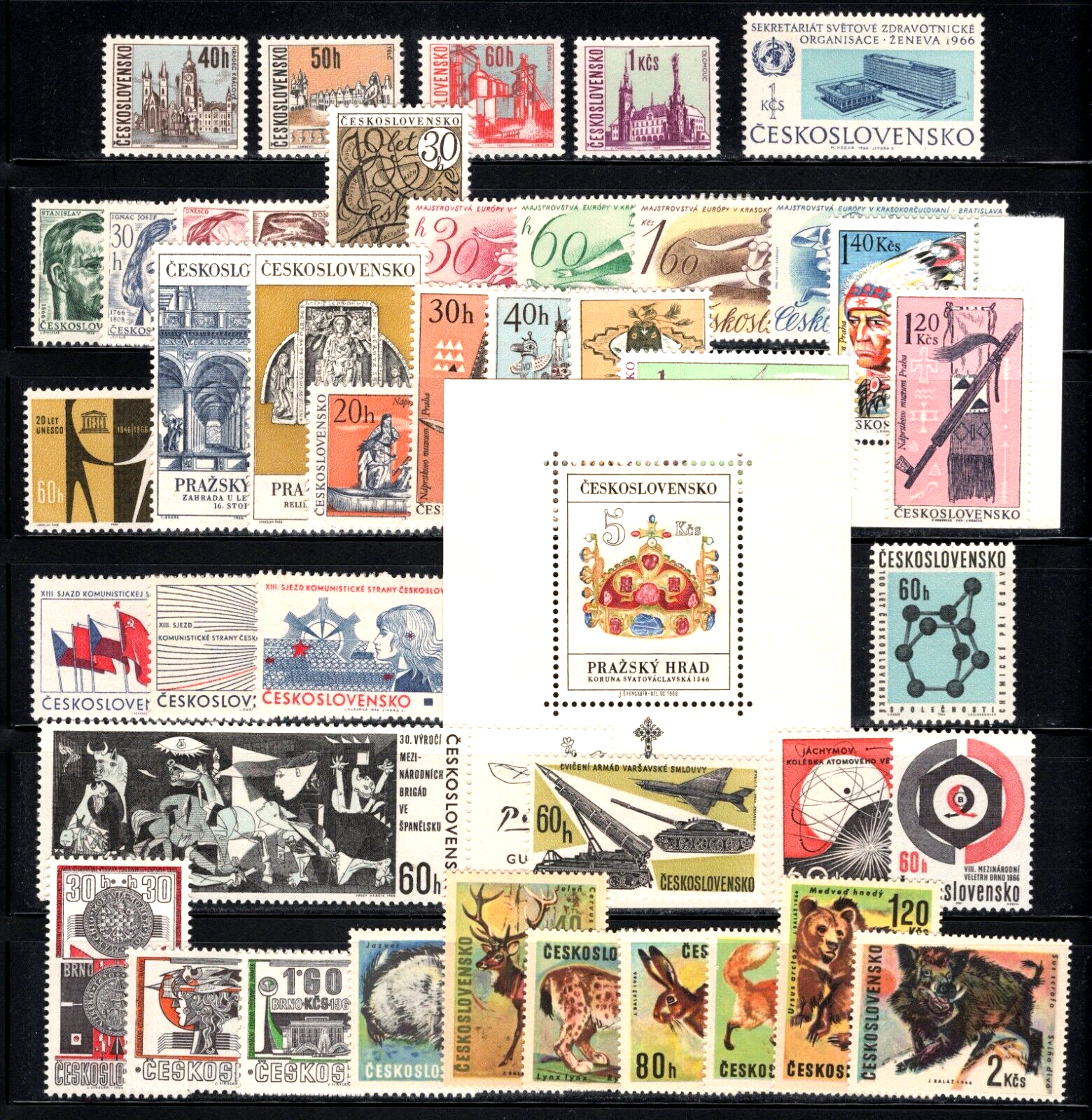 CZECHOSLOVAKIA Sc#1348A/1439, 1966 Collection: 47 Stamps + 1 SS Mint NH w/OG