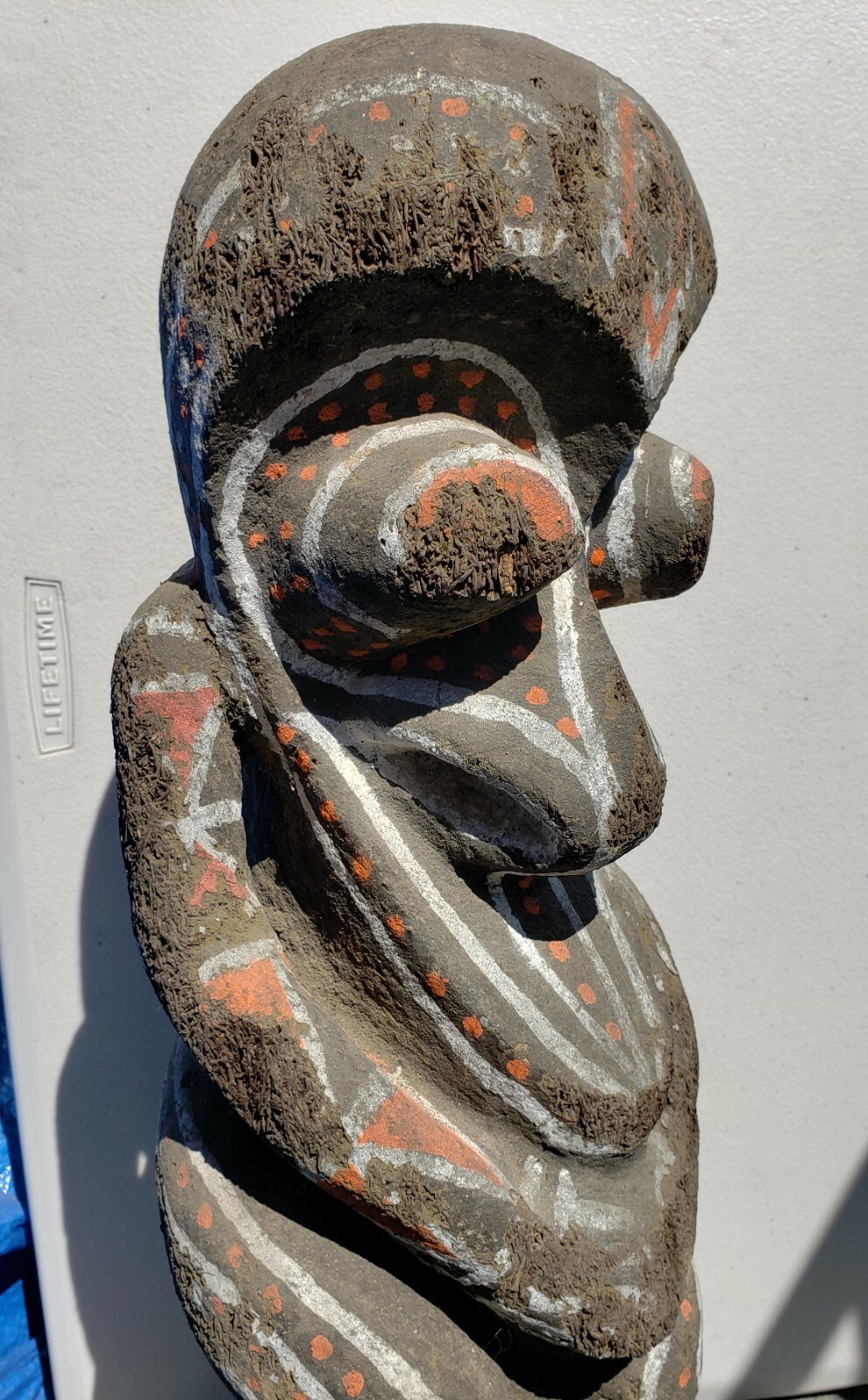 Vanuatu Large Painted Wood Sculpture Vintage Oceania