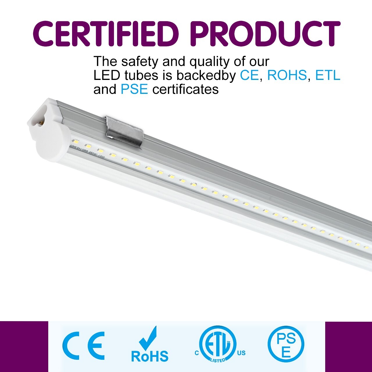 6 Pack LED T5 Integrated Single Fixture 4FT 20W LED Shop Ceiling Lights Clear