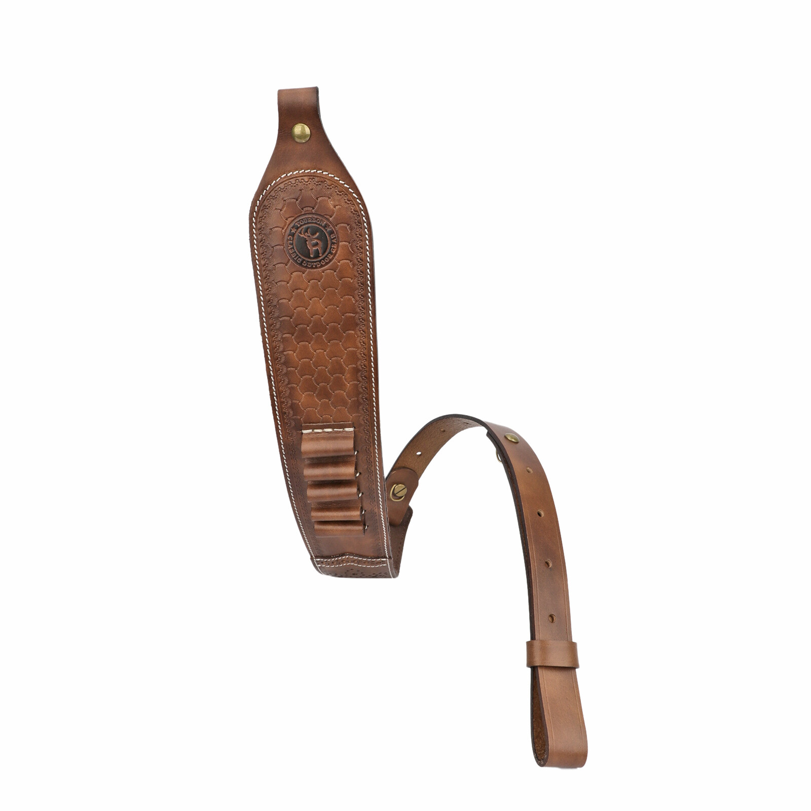 TOURBON 2 Points Genuine Leather Gun Sling Rifle Ammo Carry Strap Rest Hole