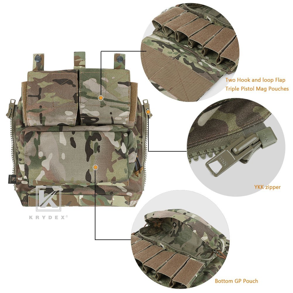 KRYDEX Tactical Zip-on Pack Panel Back for CPC JPC2.0 Plate Carrier MC Camo