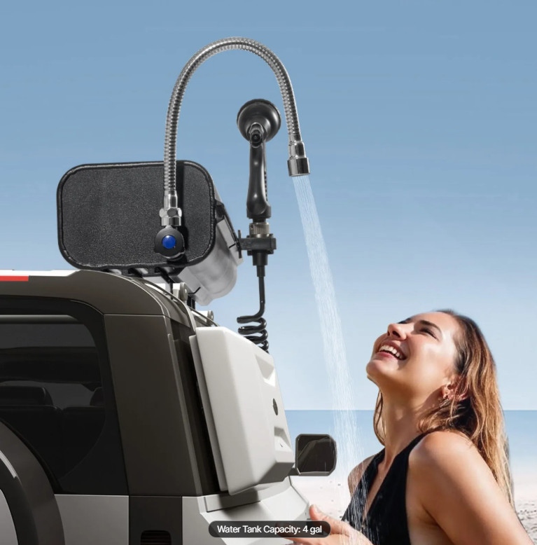 4.0 Gallon Self-Pressurized Water Tank for Camping Showers, Multiple Mounting