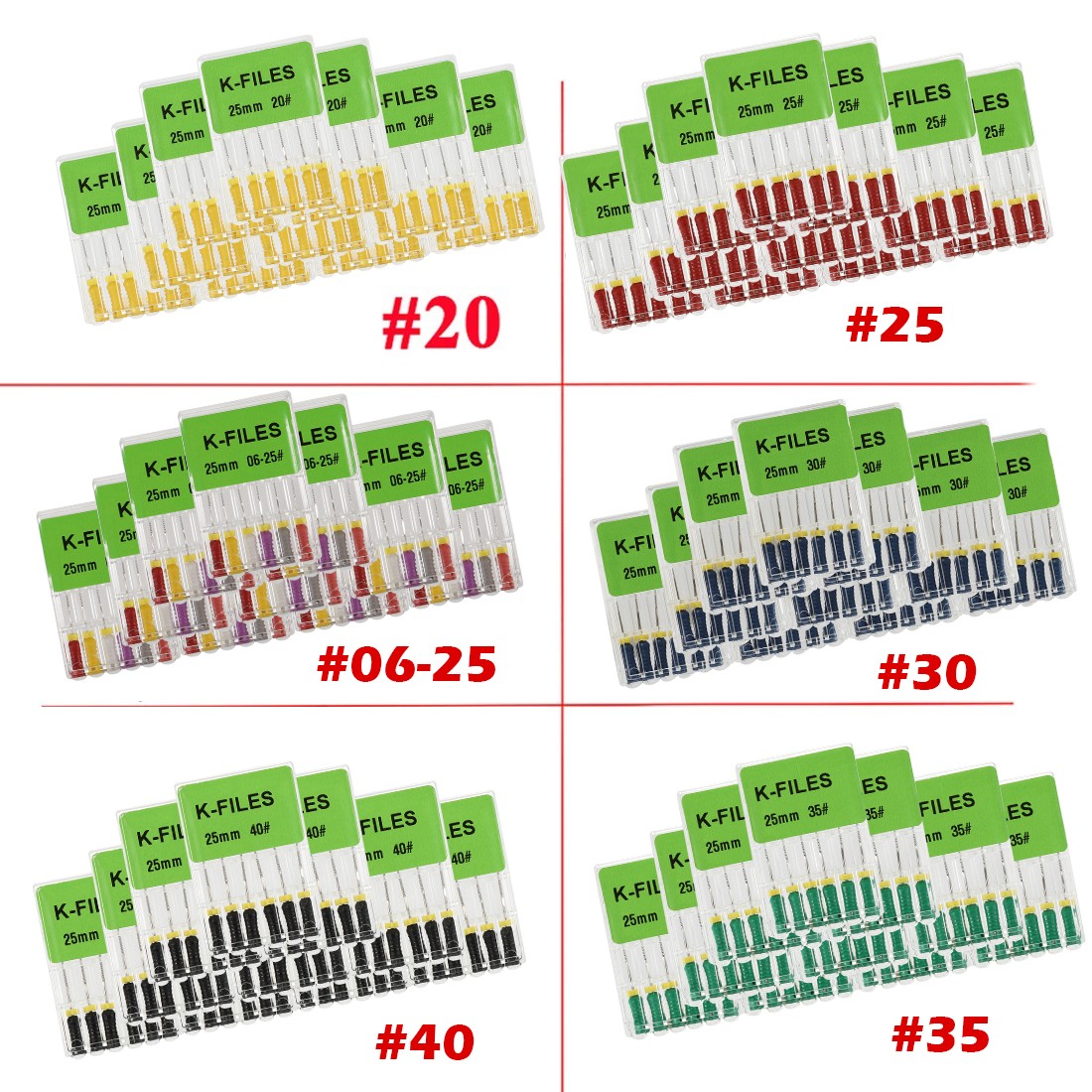 10-100packs Dental Endo Root Canal File K-FILES Stainless Steel Hand Use 25mm