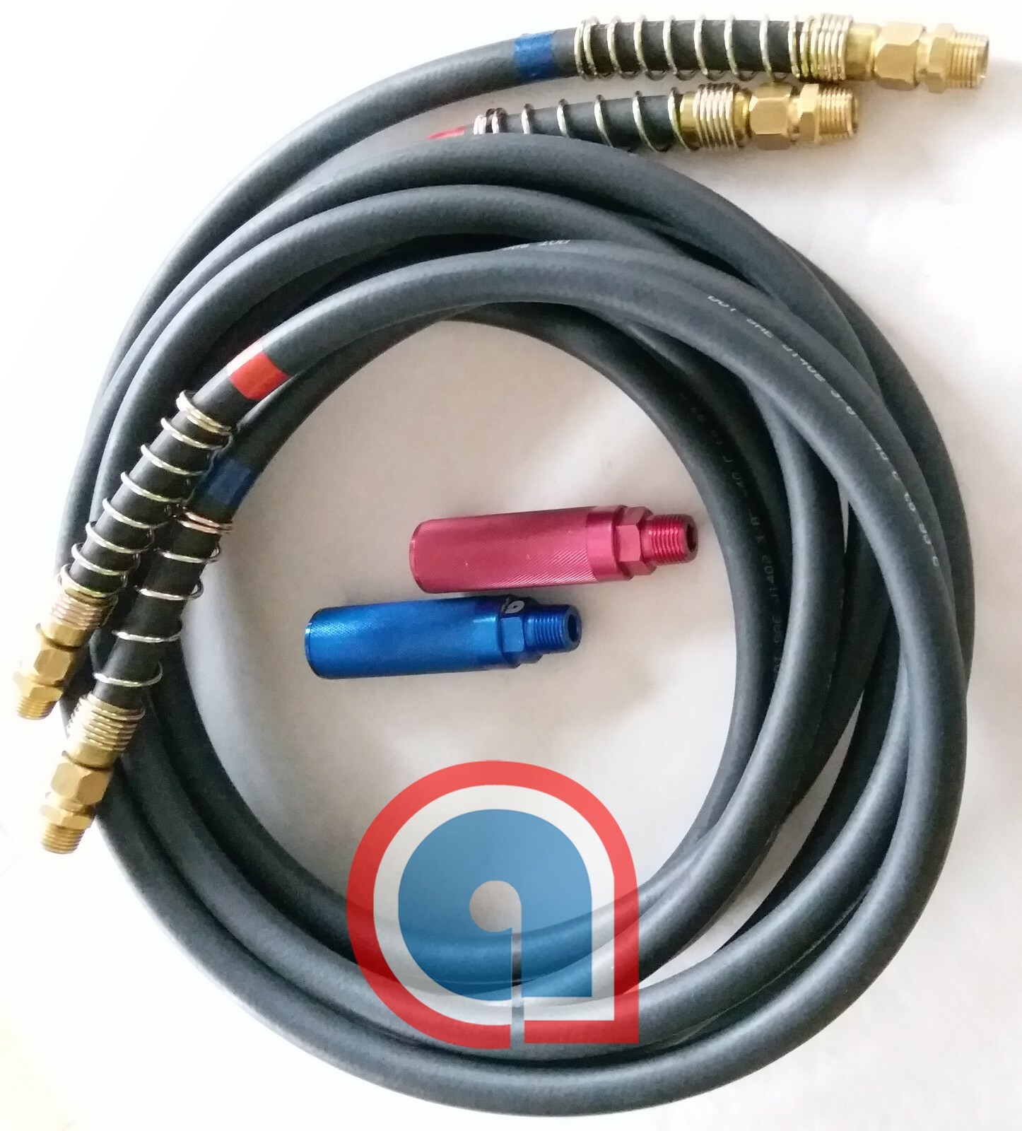 Rubber Air Line 15 ft w/Red & Blue handles+Gladhands Ref:11-8115,179.3009.15