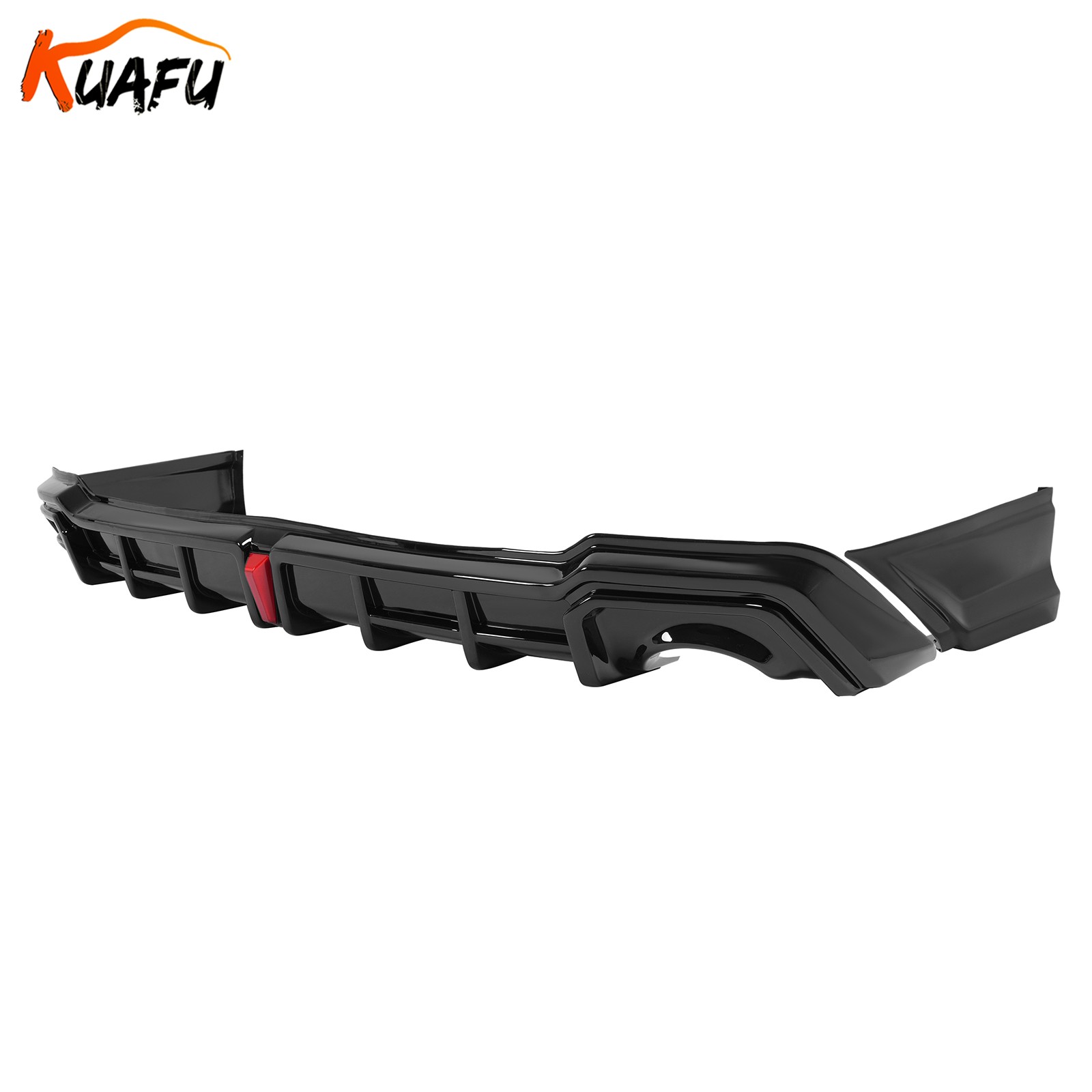 Rear Diffuser + Corner Spats W/LED For 2022-26 Honda Civic Sedan 4Dr Gloss Black