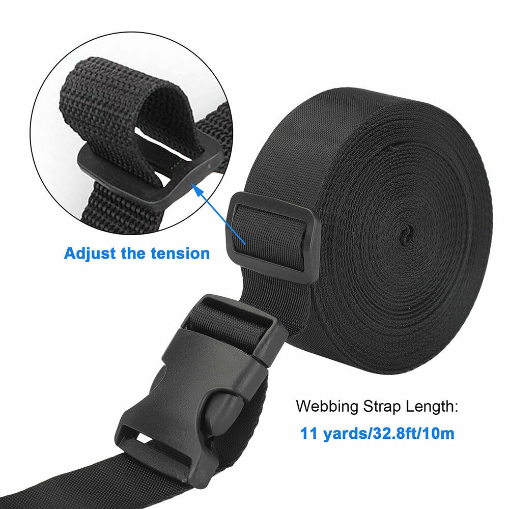 2 Inch/5cm 11 Yards Nylon Webbing Strap w/10 Set Plastic Buckles Side Release