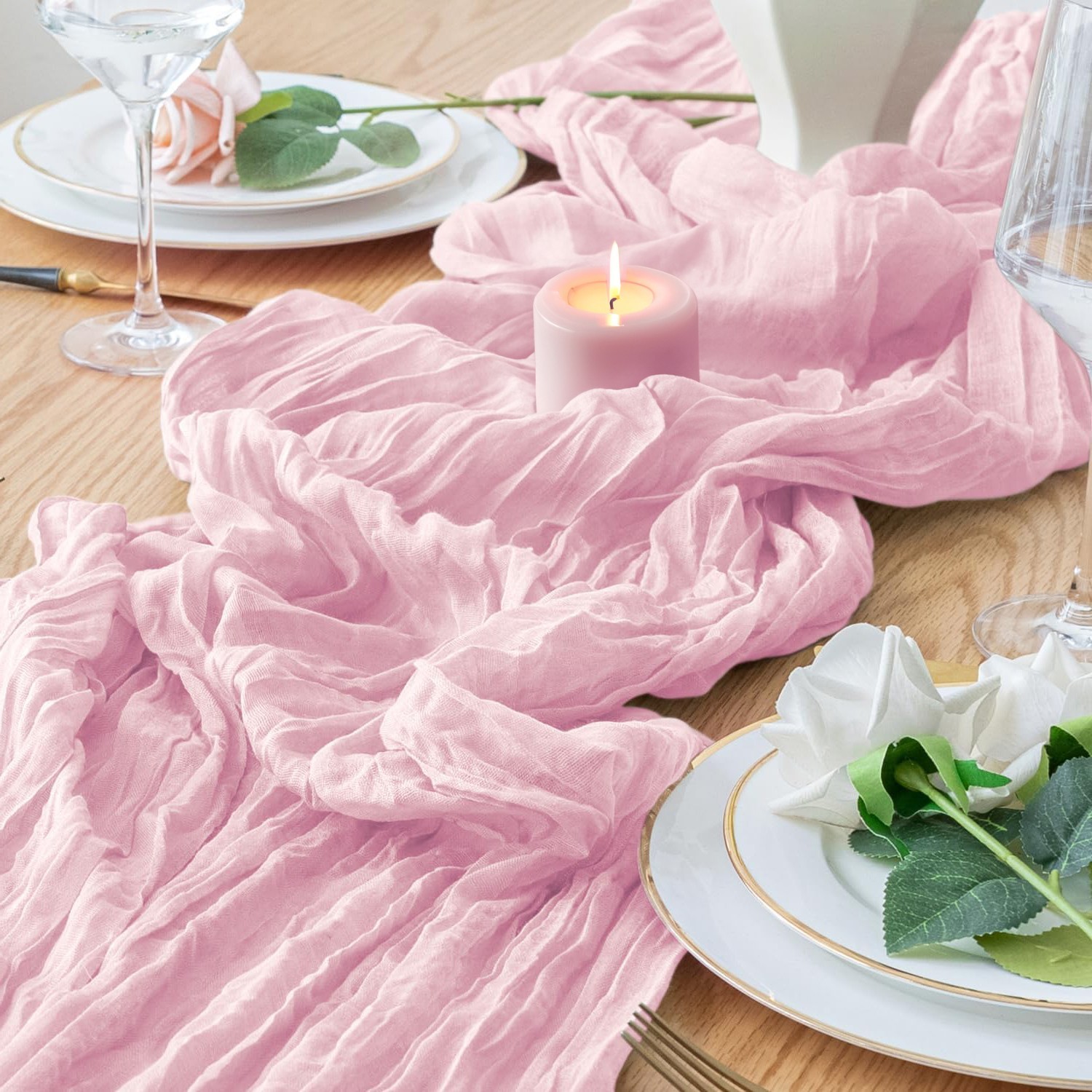 35" x 10ft Cheesecloth Table Runner Boho Gauze Table Runner for Table Decor