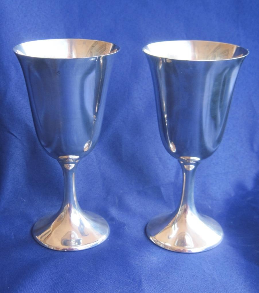 2 Sterling Silver Goblets Manchester #954 6.5 in tall 10 oz capacity  244 grams