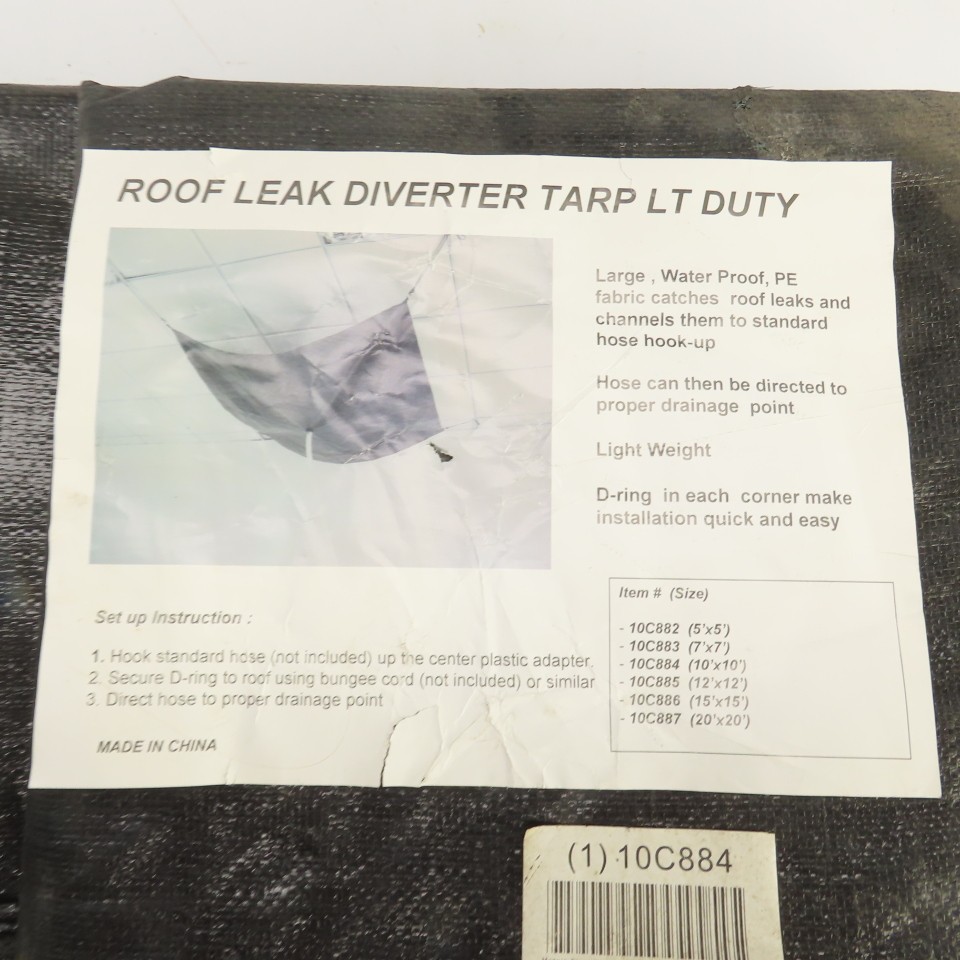 10' x 10' Roof Leak Diverter Polyethylene Tarp Light Duty