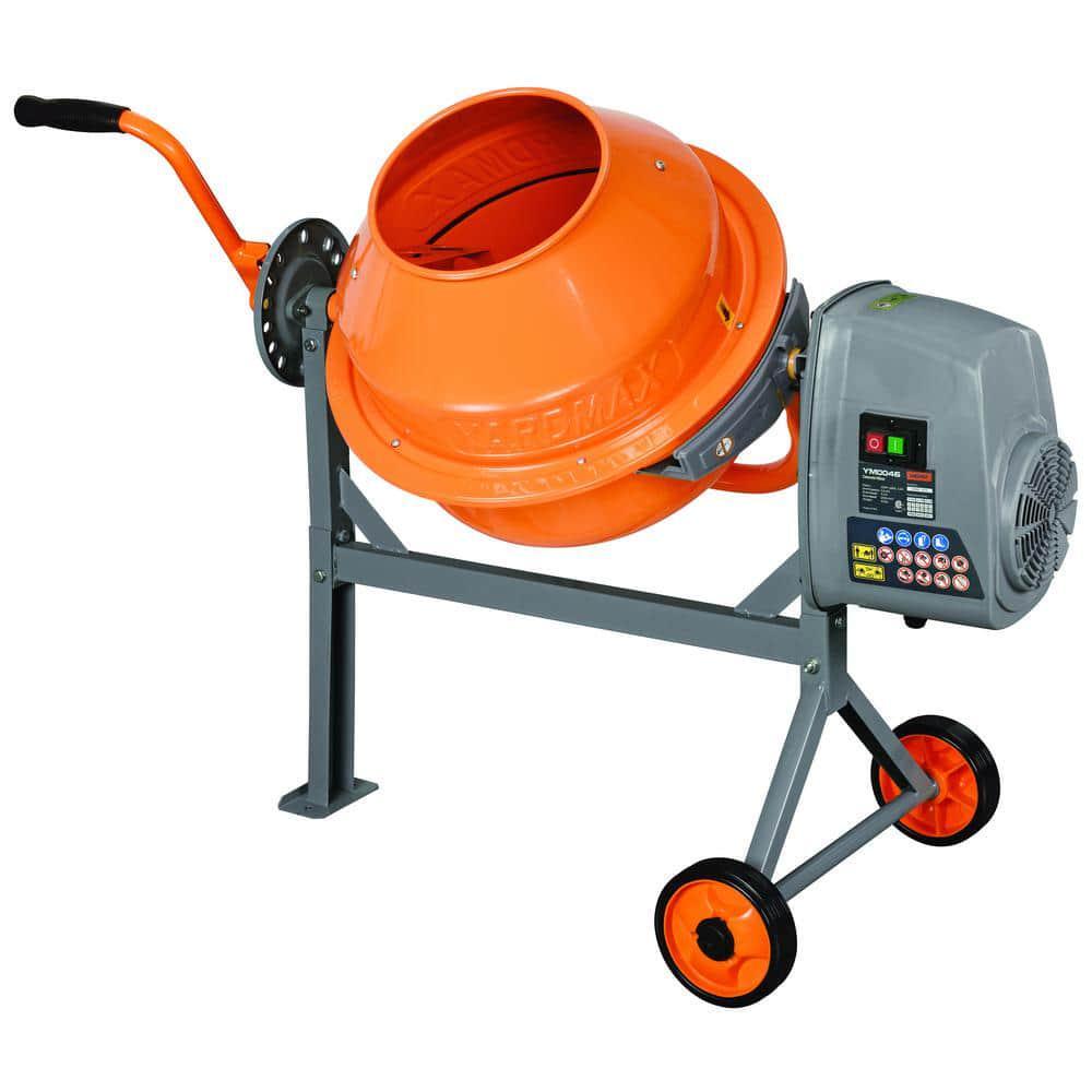 YARDMAX Concrete Cement Mixer Low-Profile Height Portable Stamped Steel Drum