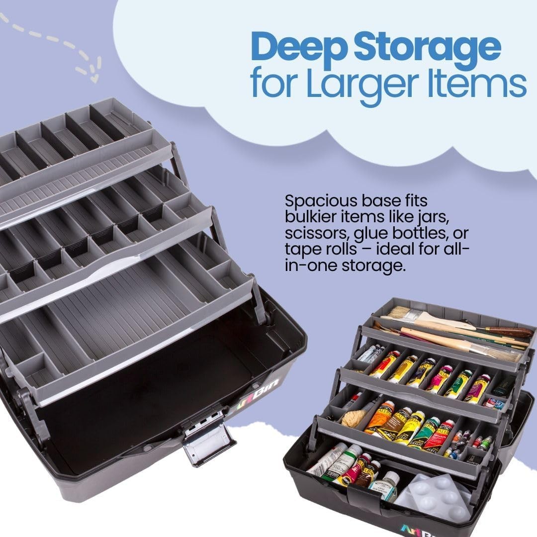 ArtBin 3-Tray Art Supply Box Portable Organizer for Crafts