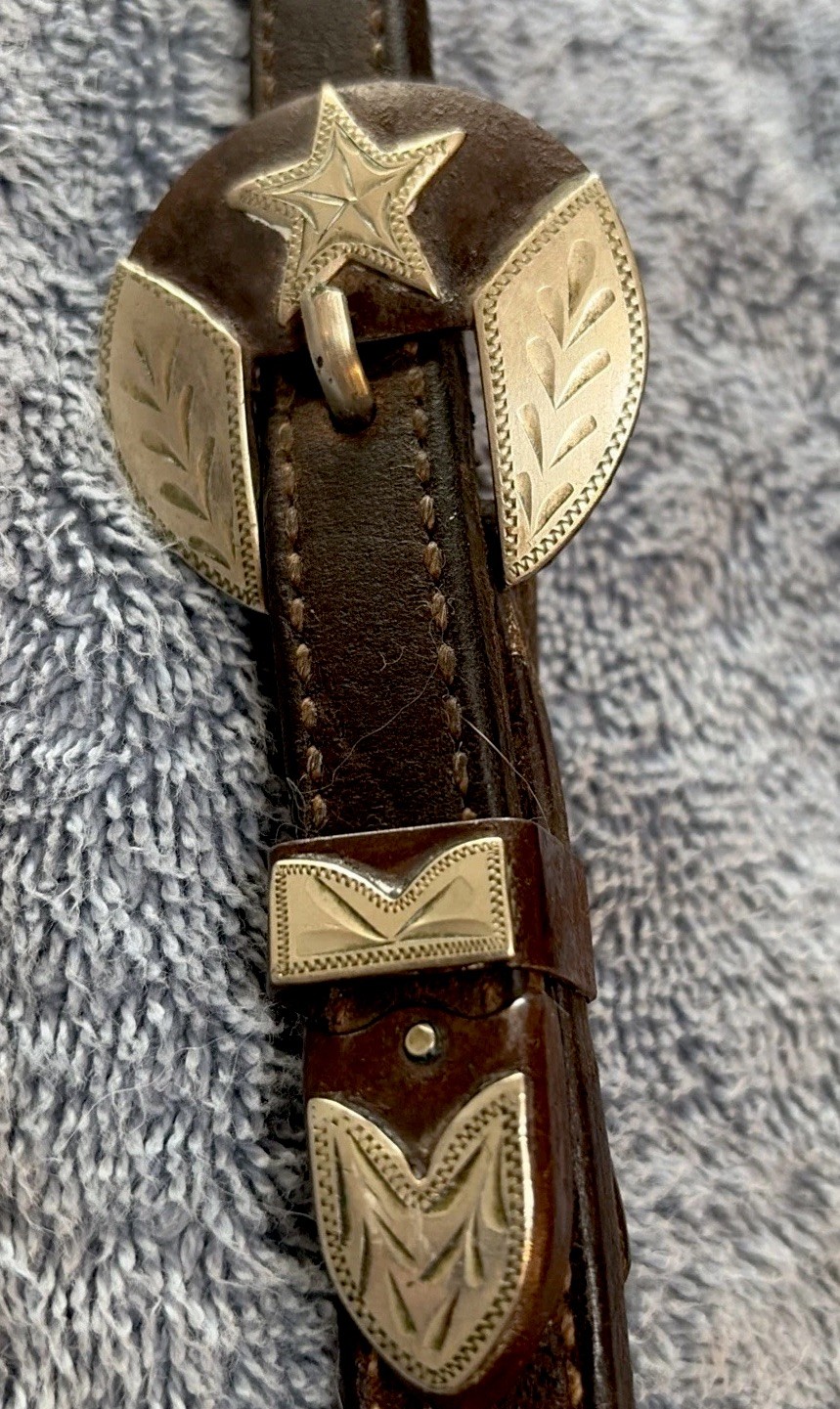 Vintage Style Headstall with Star Silver On On Rod Iron with Buttons Horse Tack
