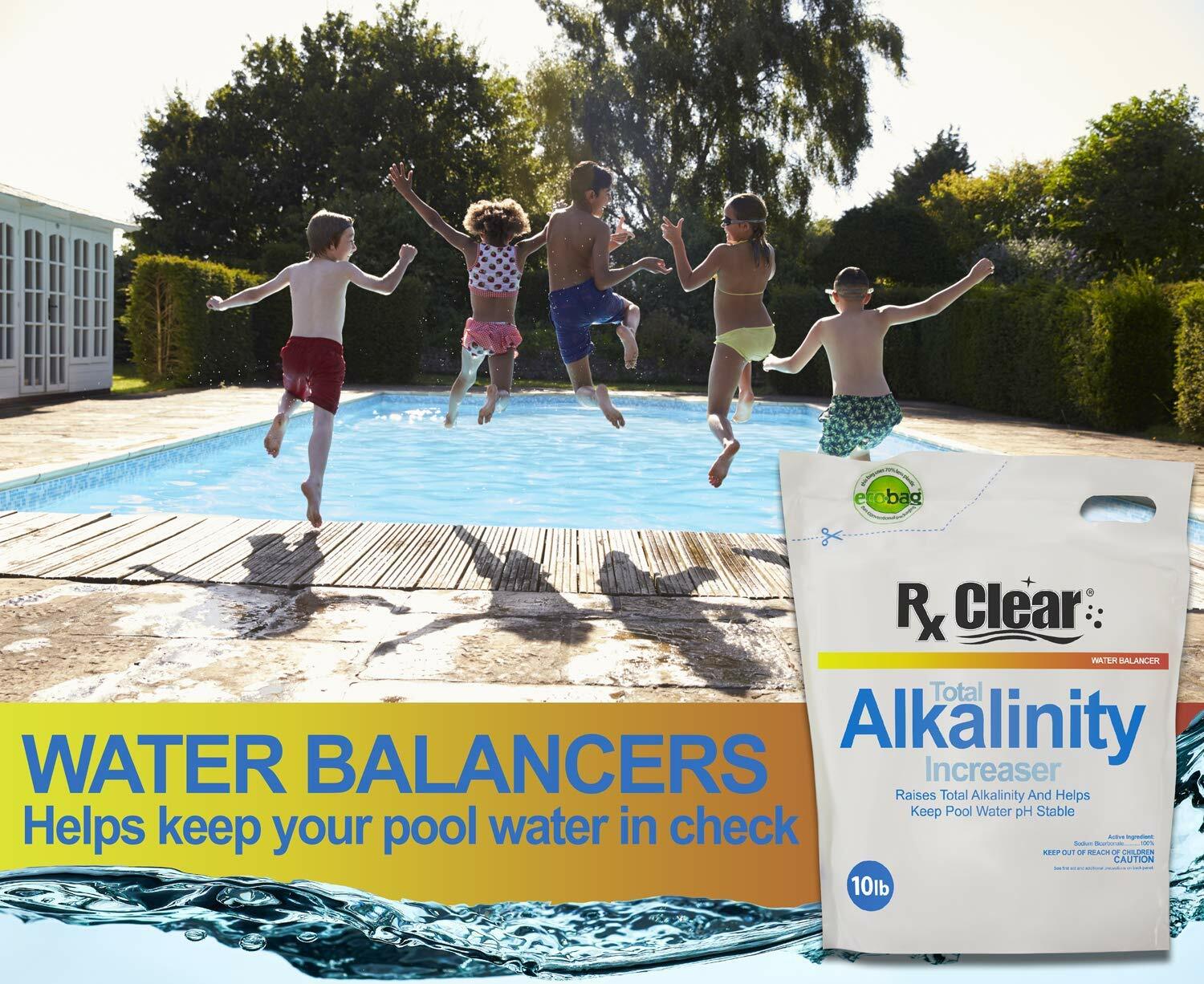 Rx Clear Swimming Pool Alkalinity Up Increaser Plus Sodium Bicarbonate - 25 lbs