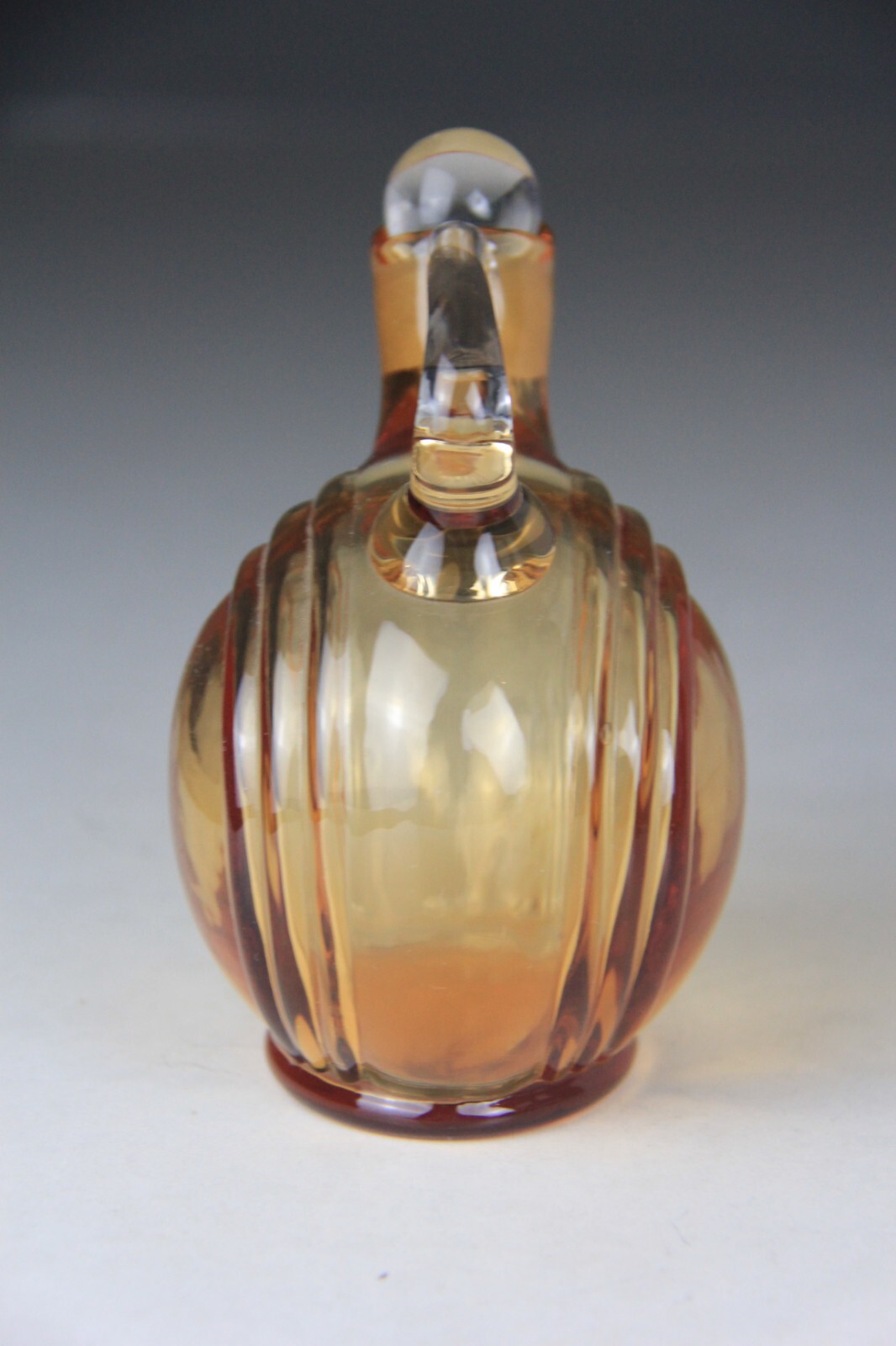Scarce Cambridge Glass Amber Nautilus Decanter w/6 Small Cordials Tumblers