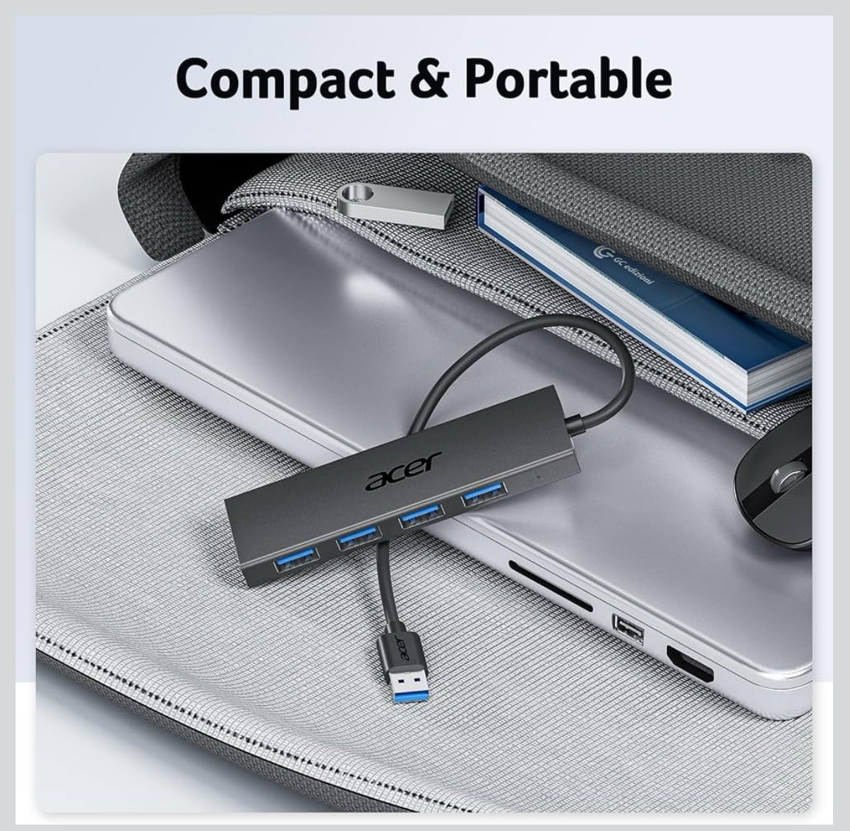 Acer USB Hub 4 Ports, Multiple USB 3.0 Hub, USBA Splitter for Laptop with Typ...