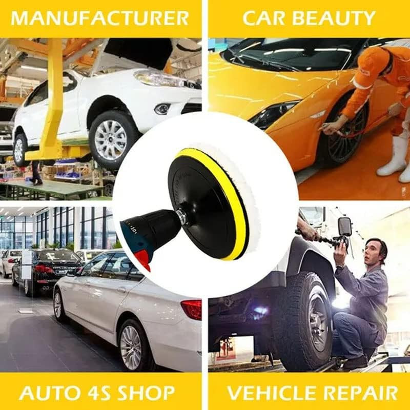 5PCS 6" Buffing Polishing Pad Wool Wheel Mop Kit For Car Polisher Drill Adapter
