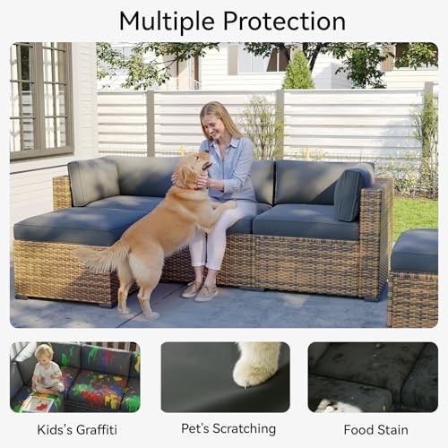 11pcs Patio Cushion Covers Replacement, Waterproof Outdoor 11 Pcs Grey