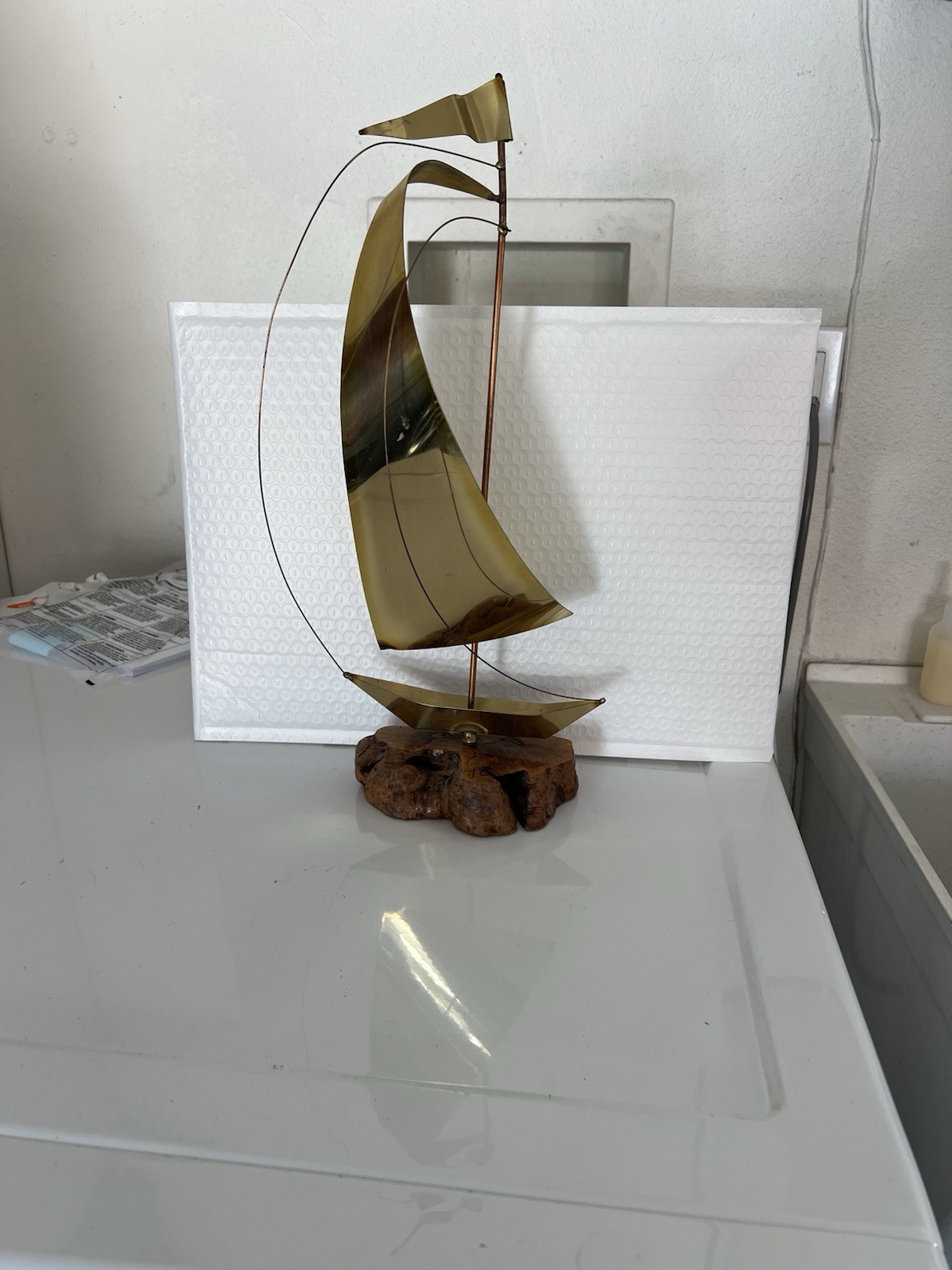Brass Vintage/Antique Mid Century Modern Sail Boat Sculpture