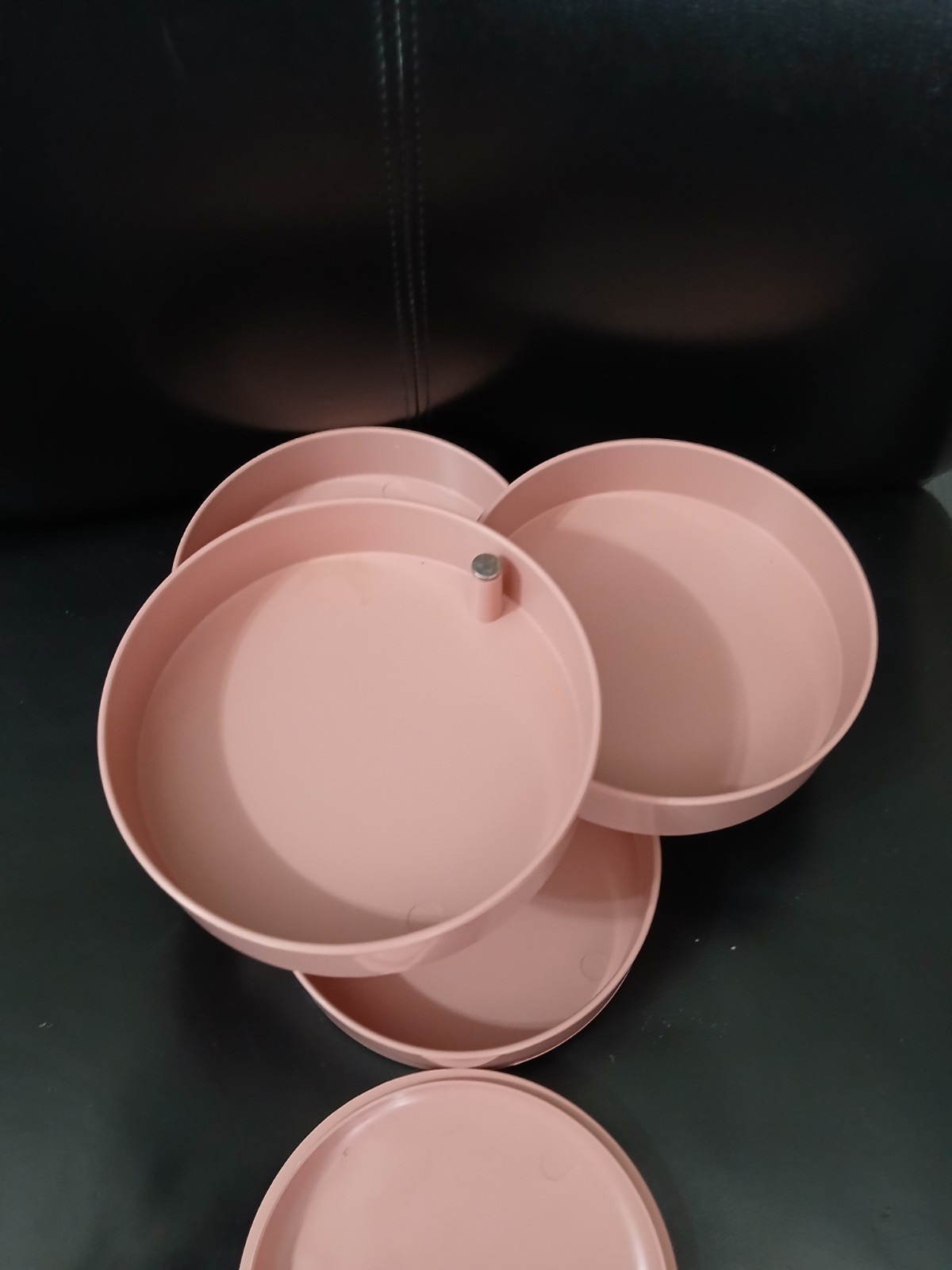 Vtg Circular Swivel Container Organizer AUTHENTIC Pink Rose Color