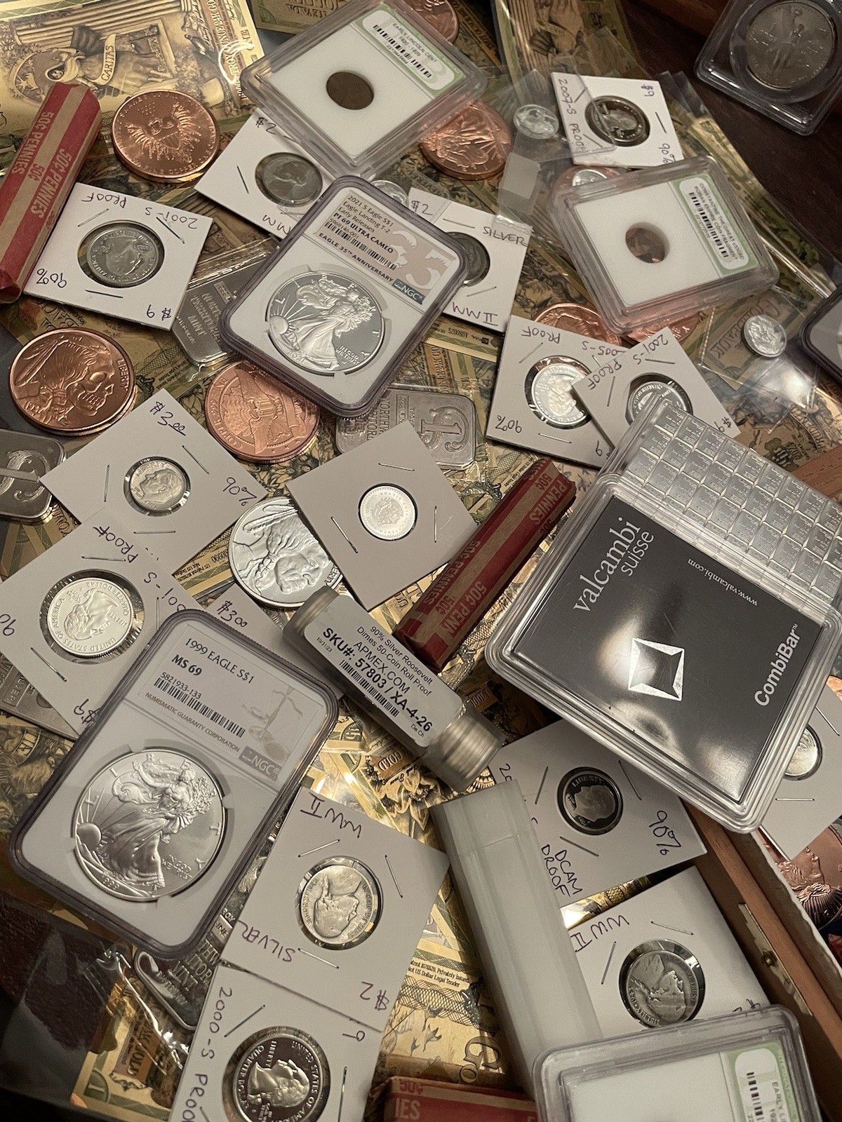 ESTATE SALE SILVER & GOLD LOT! Coins, Bars, Rounds, Rolls, Slabs & Bills!