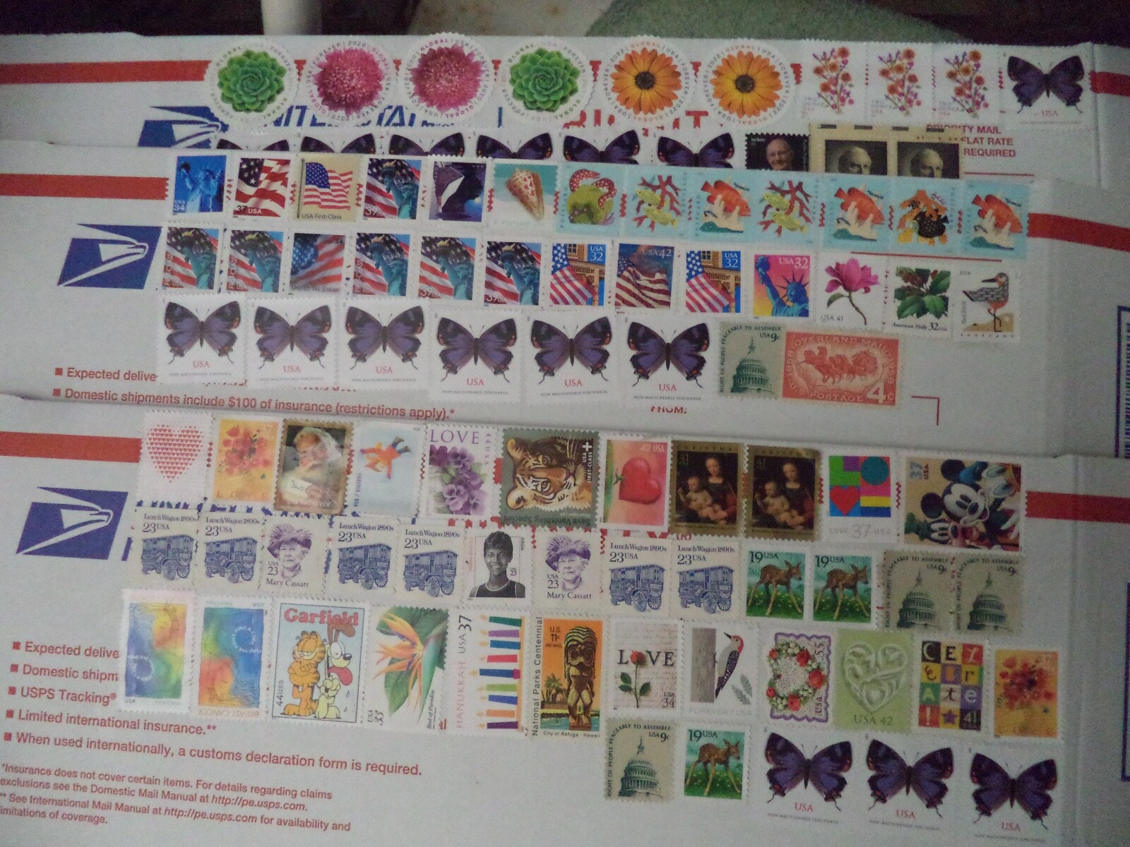 100 GENUINE FOREVER $73 US POSTAGE STAMPS NOT USED AS INTENDED PURPOSE ON PAPER