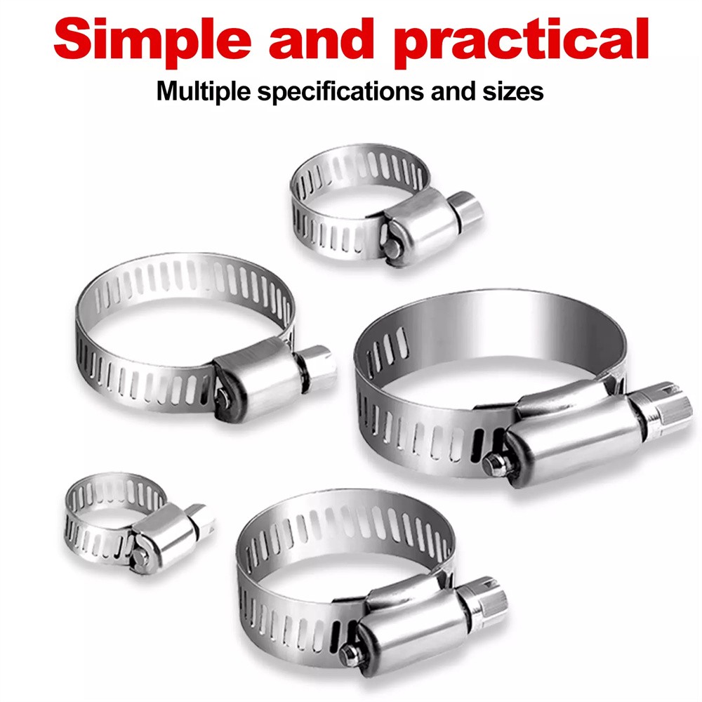 130pcs Adjustable Hose Clamps Worm Gear Stainless Steel Clamp Assortment 7 Sizes