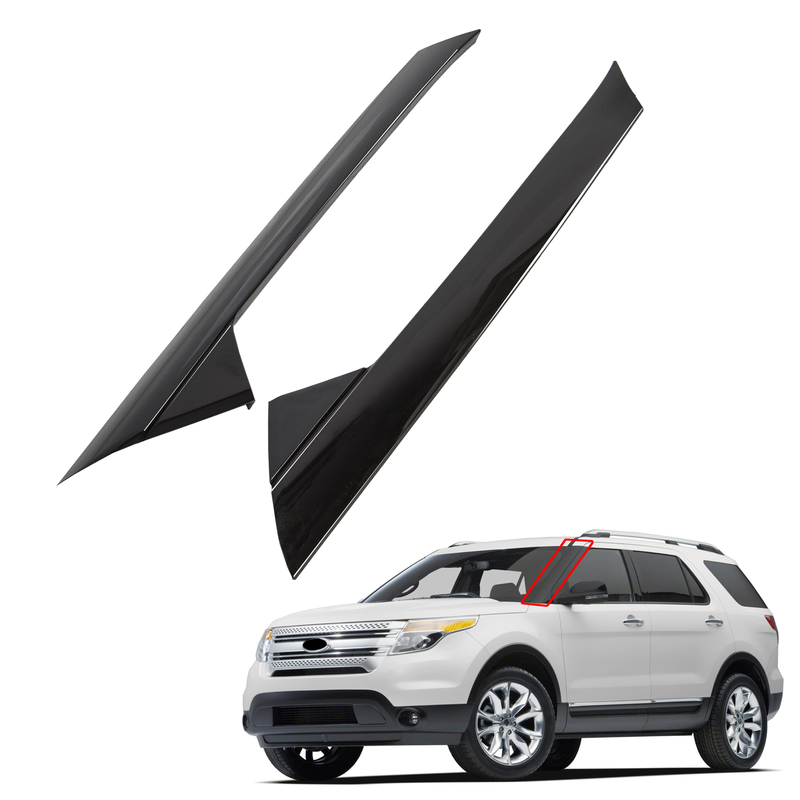Fit 2011-2019 Ford Explorer Pair Windshield Outer Pillar Trim Molding Left Right