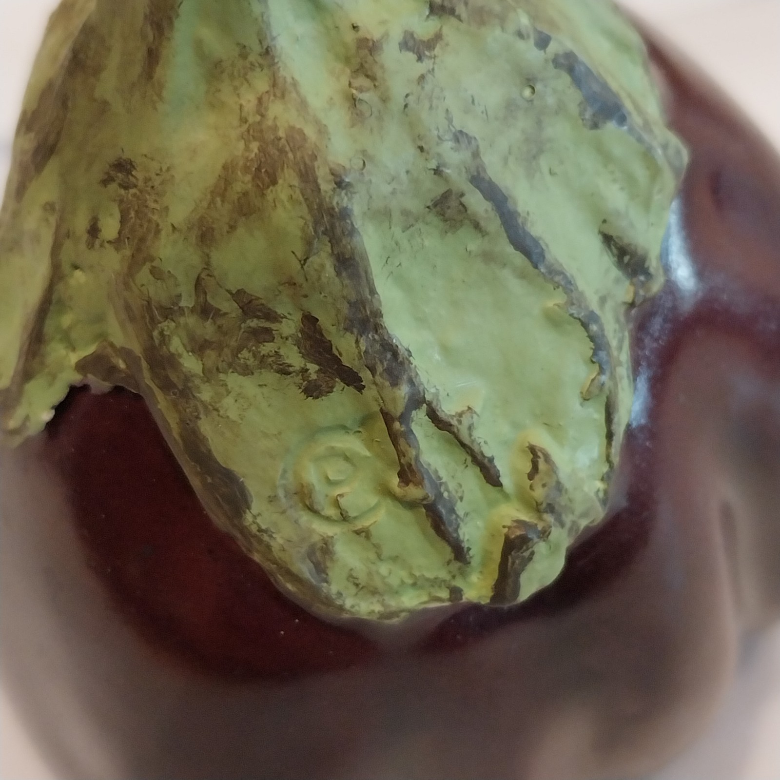 Penkridge Ceramics Trompe L'Oeil Vegetable EGGPLANT Sculpture Realistic 4"H NEW