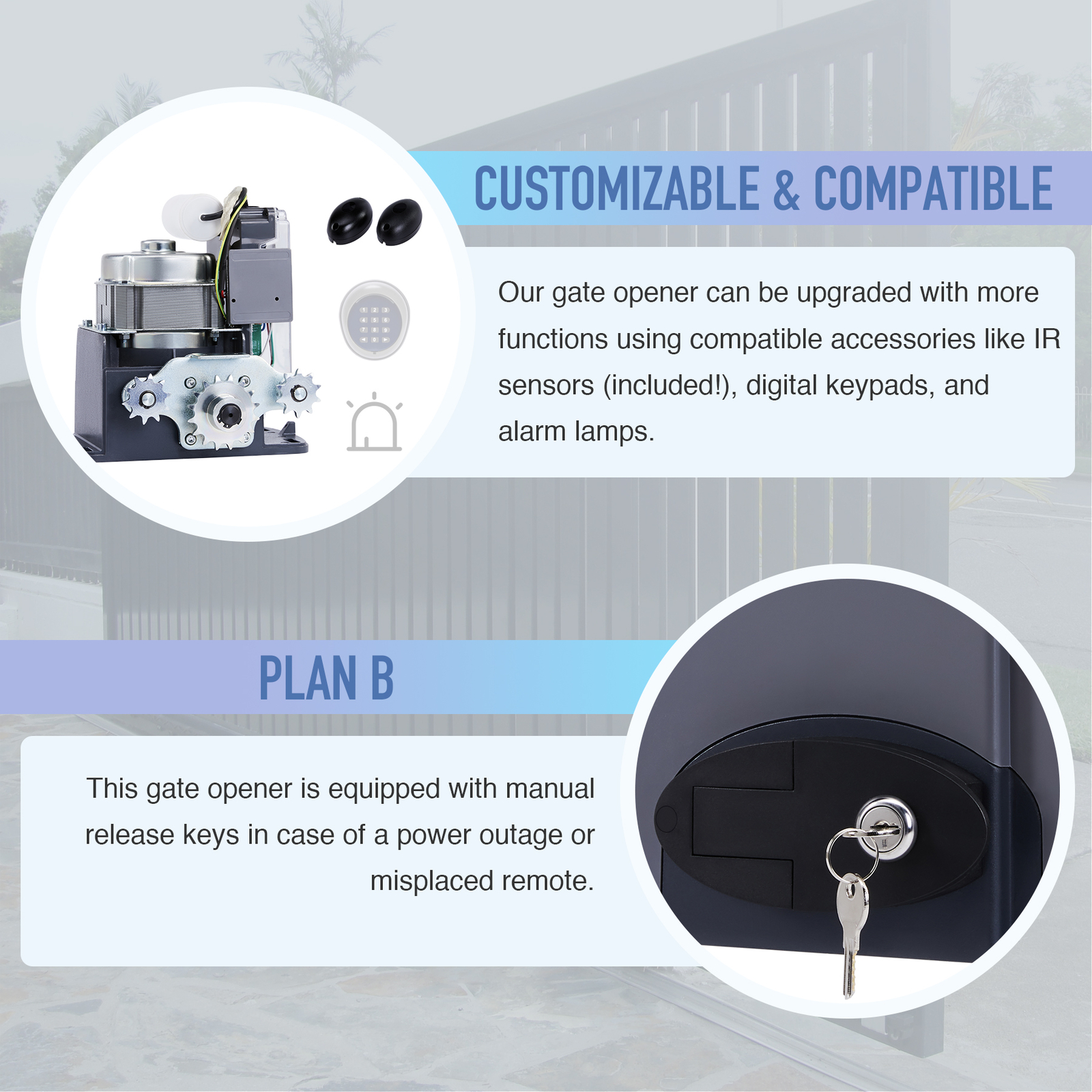 CO-Z 1800lbs/800KG Electric Sliding Gate Opener Automatic Kit w Remote Controls