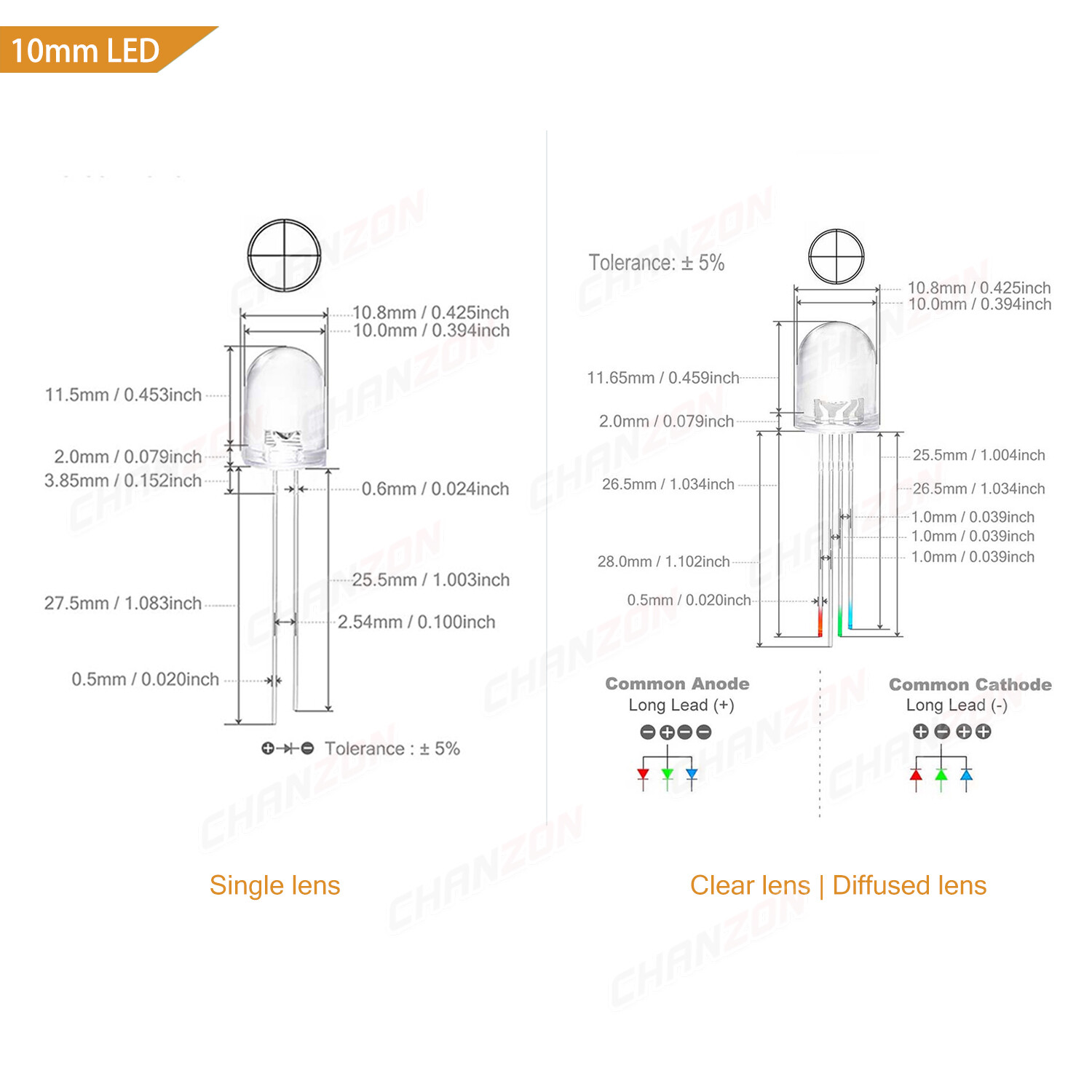 3mm 5mm 8mm 10mm UV LED Diode Red White RGB Lights Emitting Diode Electronics